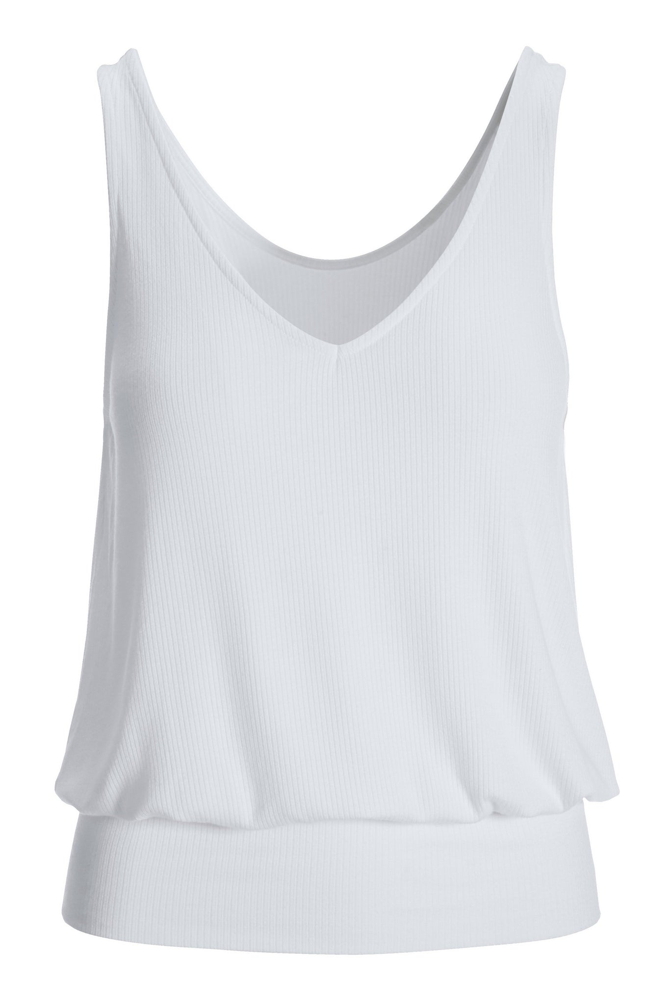 Ribbed Blouson Tank White