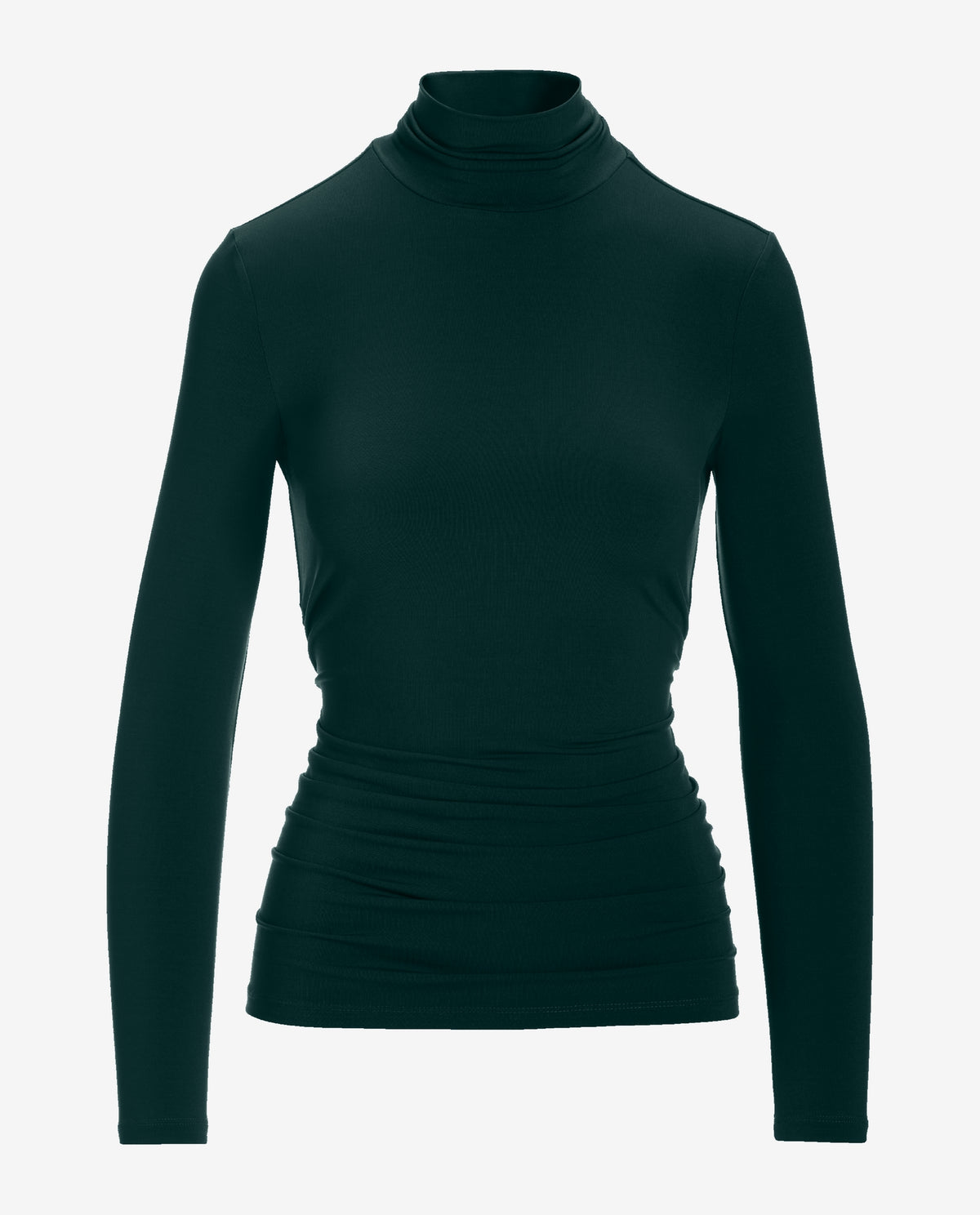 So Chic Ruched Turtleneck Top Deep Emerald