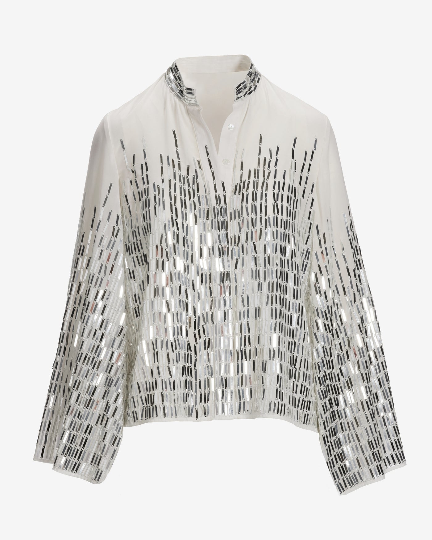 Mirror Sequin Blouse White Silver