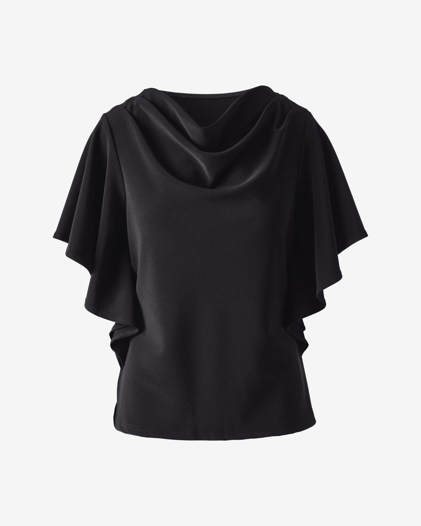 Beyond Travel Draped Short Sleeve Top Jet Black