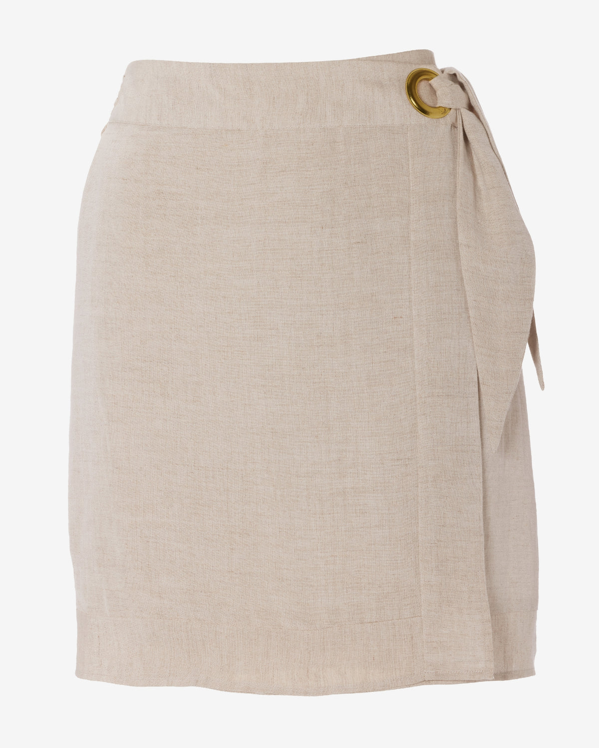 Linen Pull-On Wrap Skort Flax