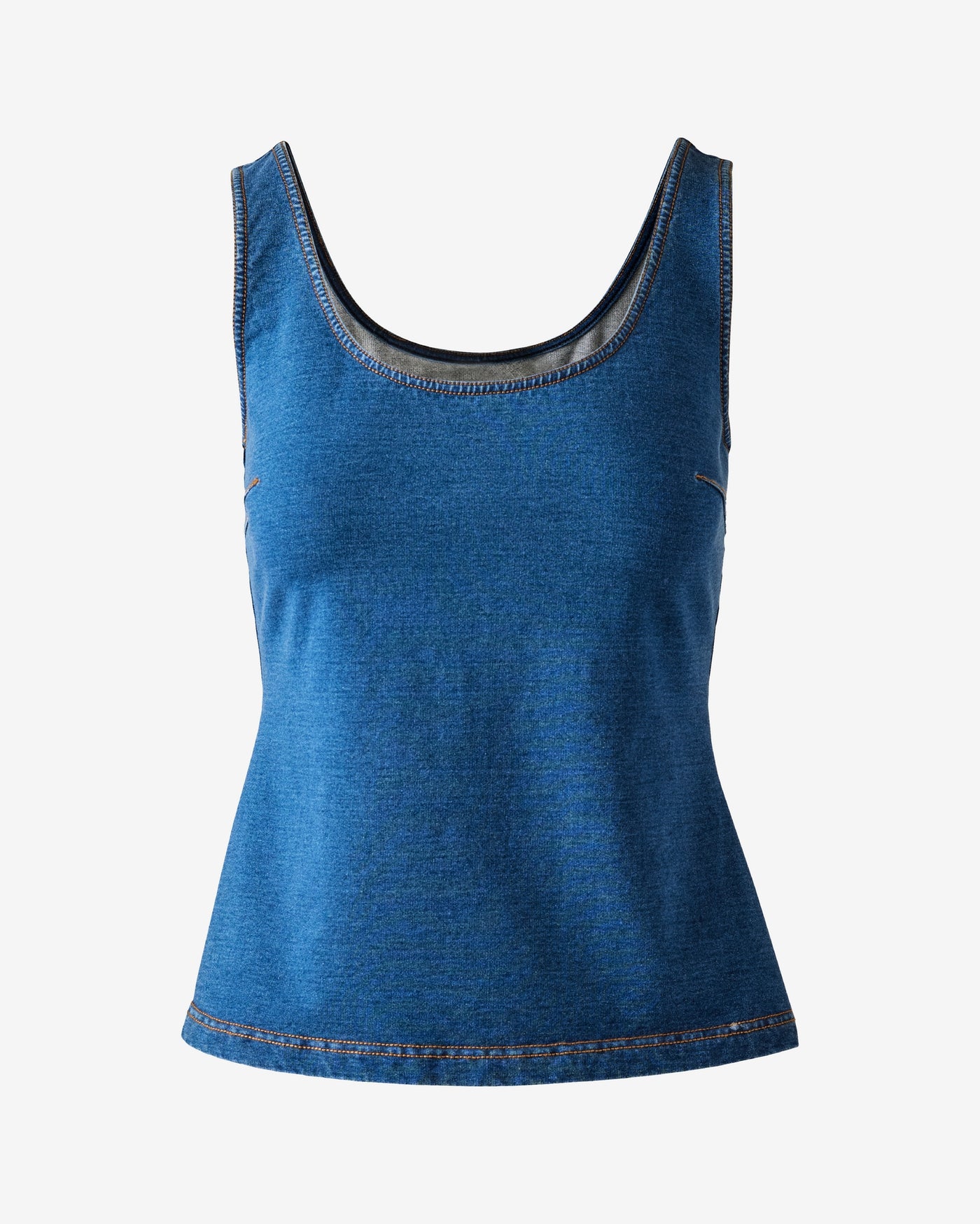 Denim Scoop Neck Tank Top Medium Wash Denim
