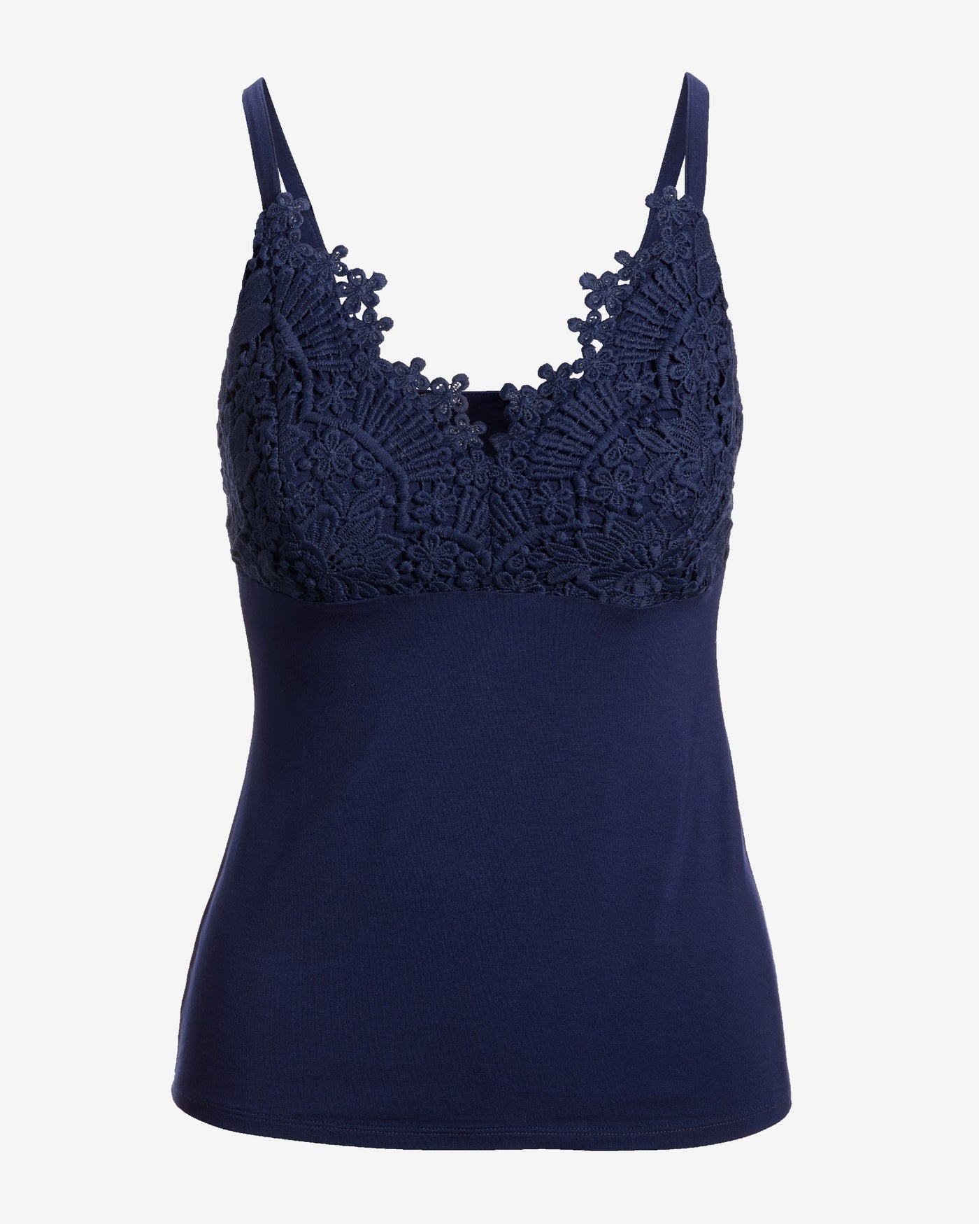 Lace Trim Cami Knit Top Navy