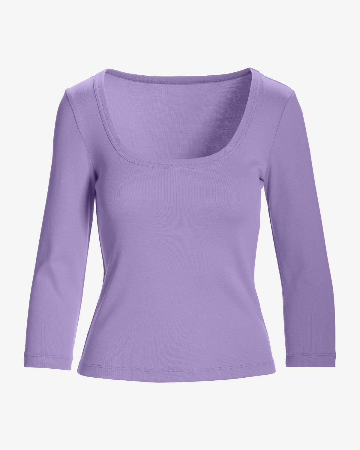Cotton Scoop Neck Three Quarter Sleeve Top Lavendula