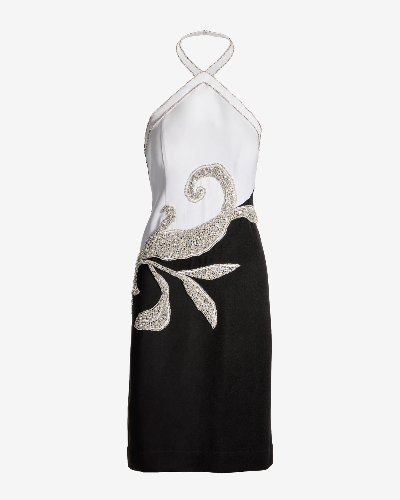 Placed Embellishment Sheath Dress Black/White