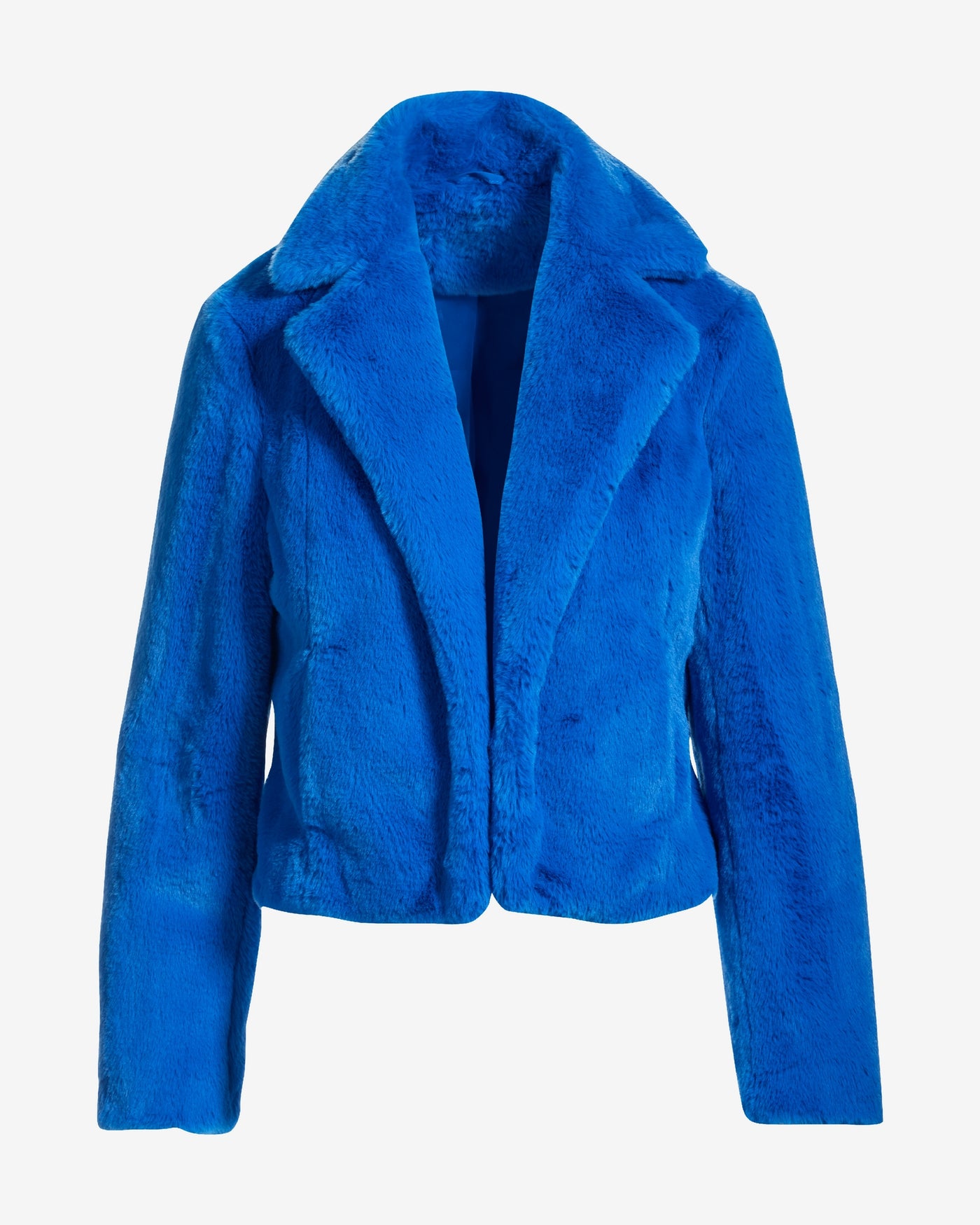 Notch Collar Faux Fur Chubby Nautical Blue