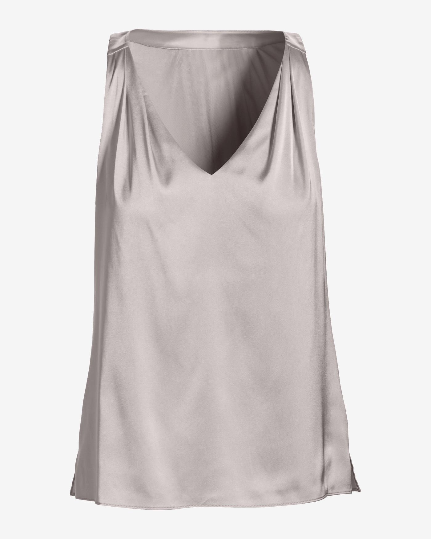 Nikki V-Neck Charmeuse Blouse Gray
