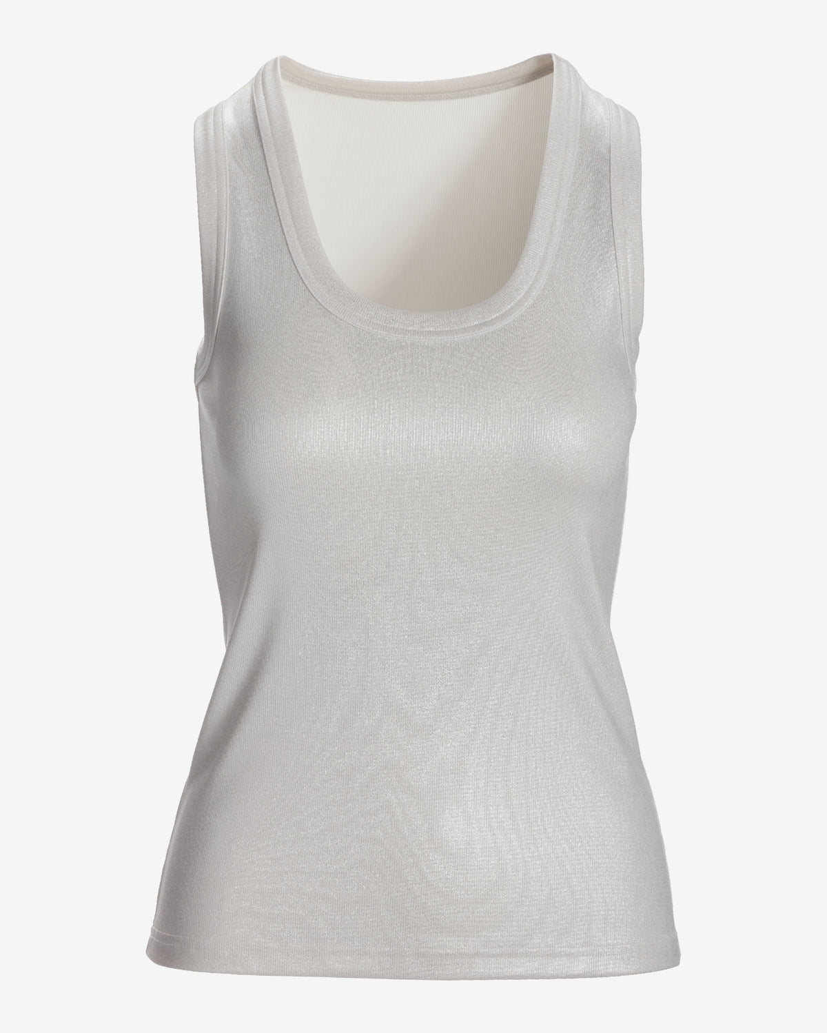 Metallic Scoop Neck Tank Top Silver
