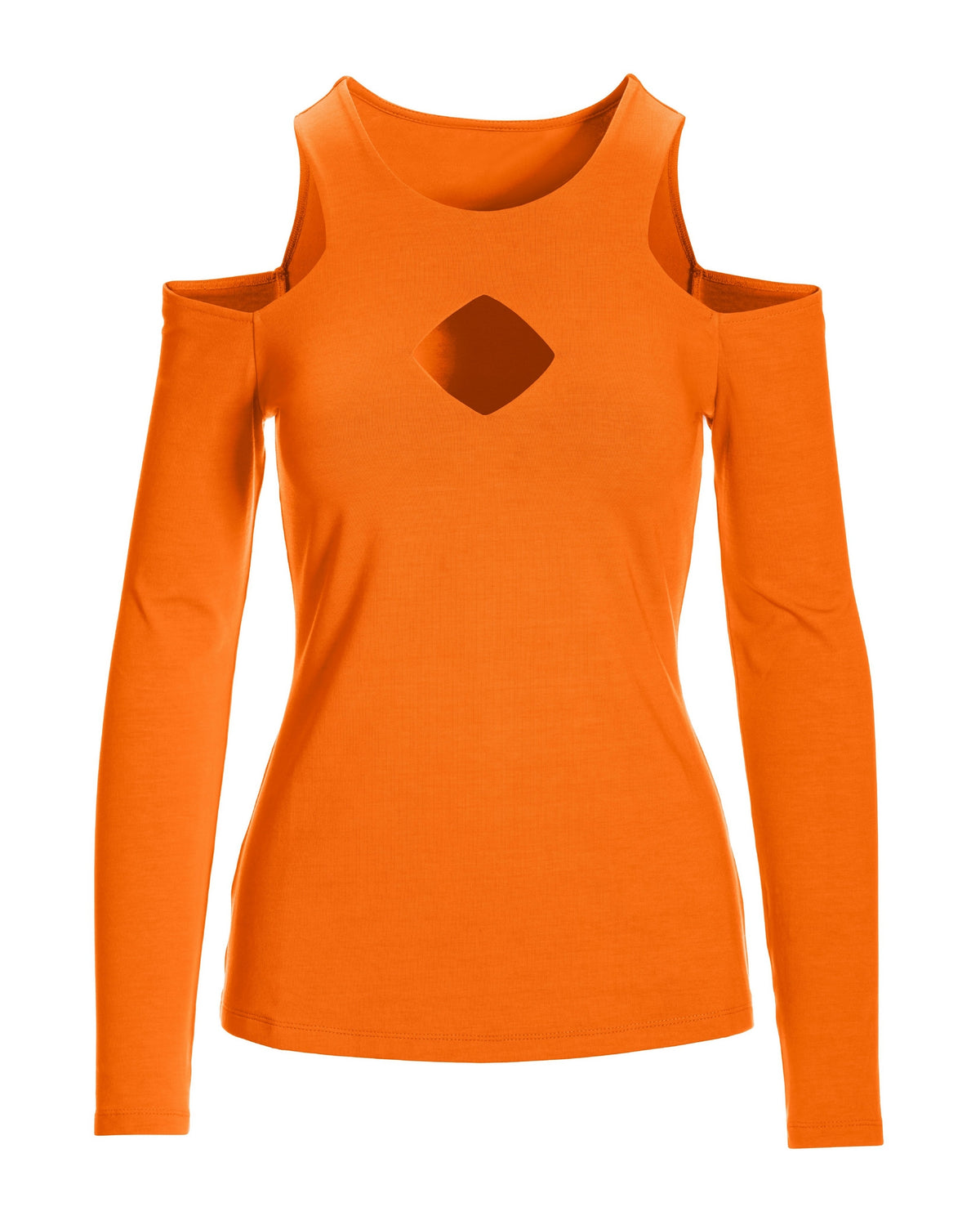 So Sexy Keyhole Cold Shoulder Knit Top Nectarine