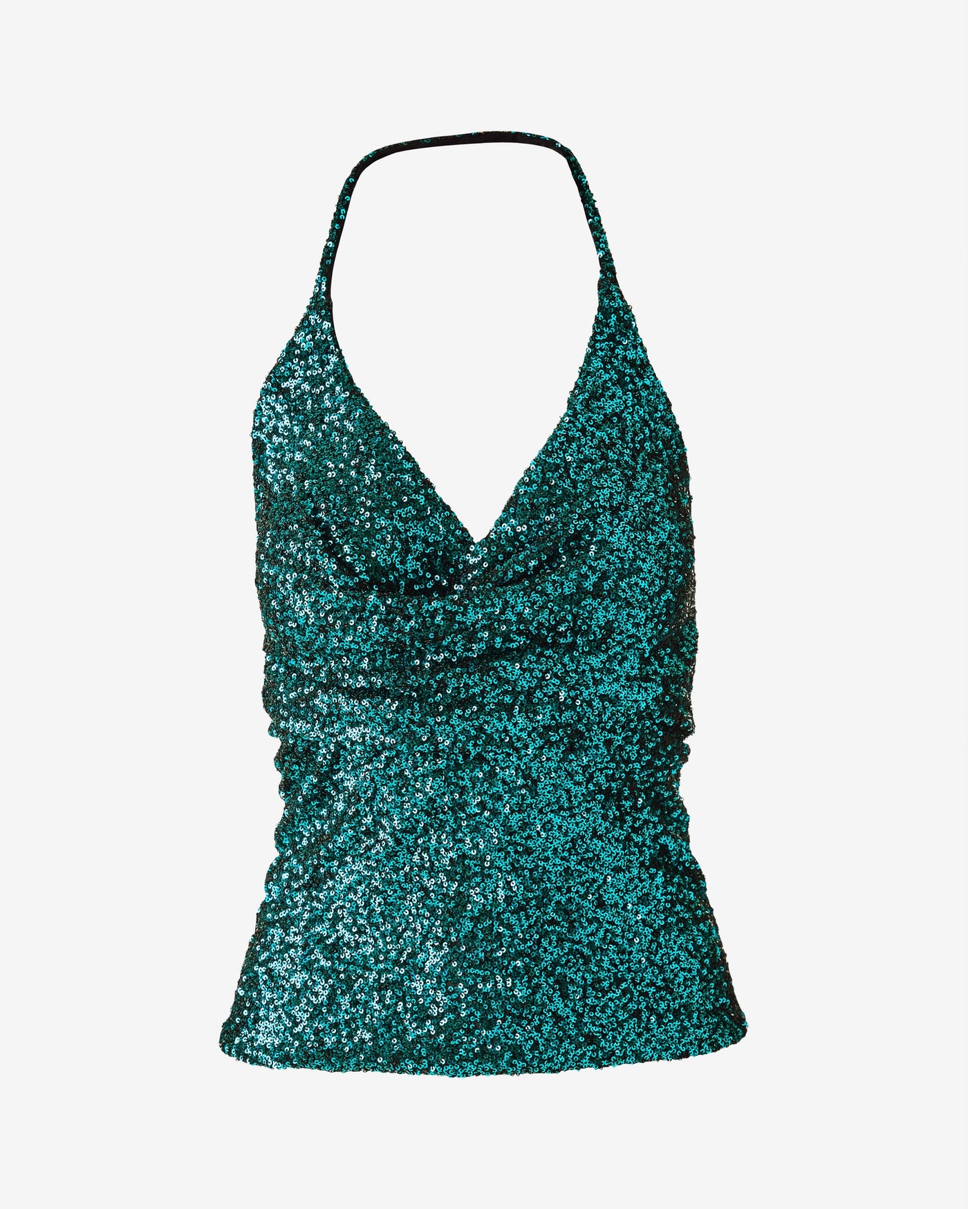 Draped Sequin Knit Top Everglade