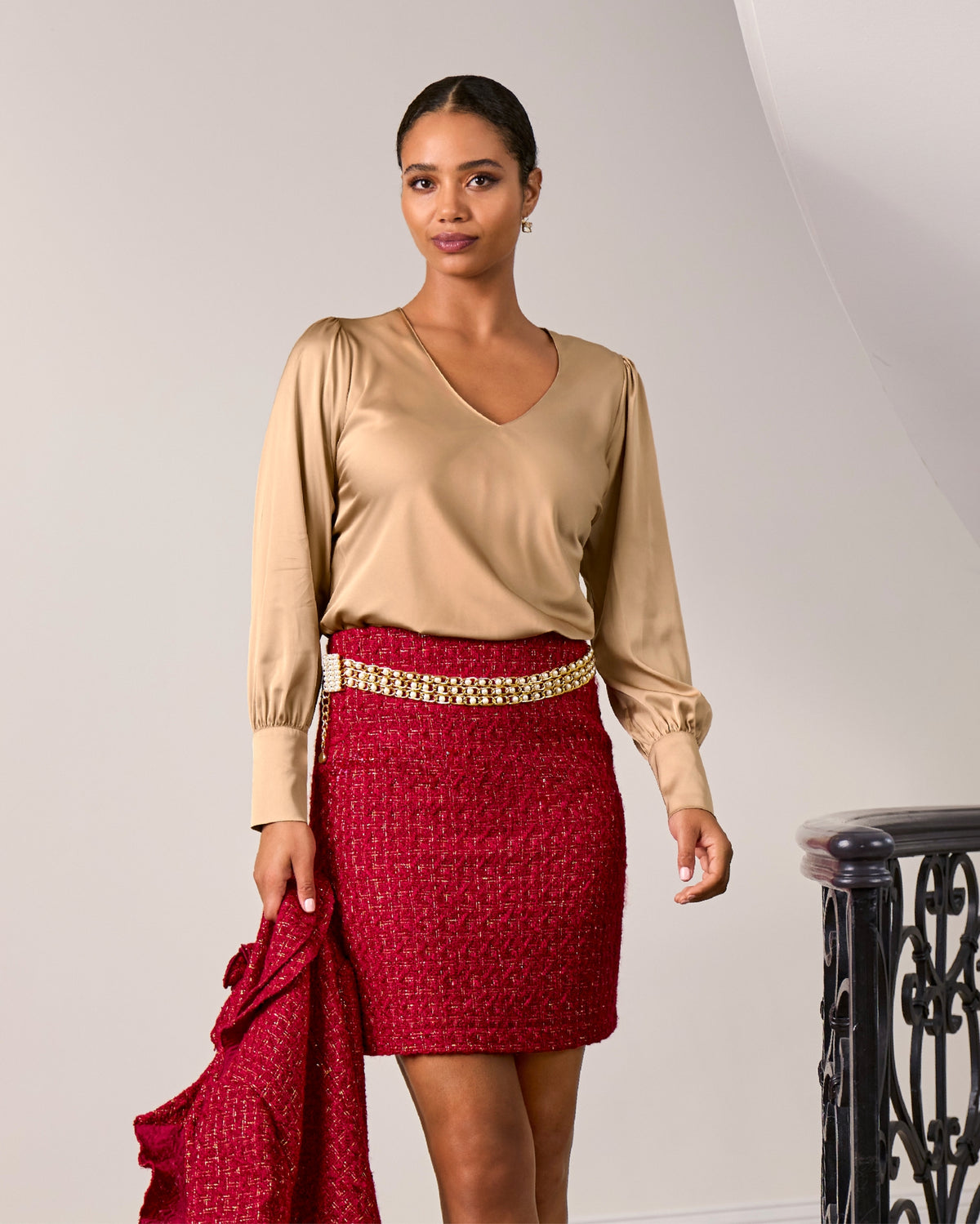Pearl and Gold Chain Belt Gold