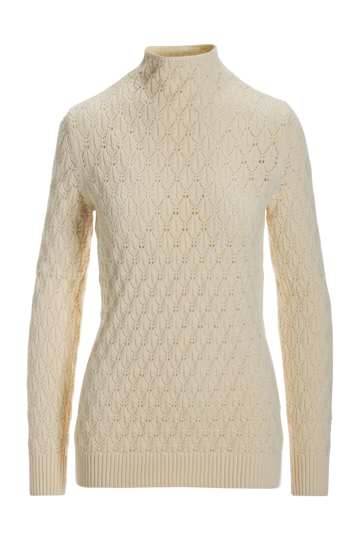 Pointelle Turtleneck Sweater Cream