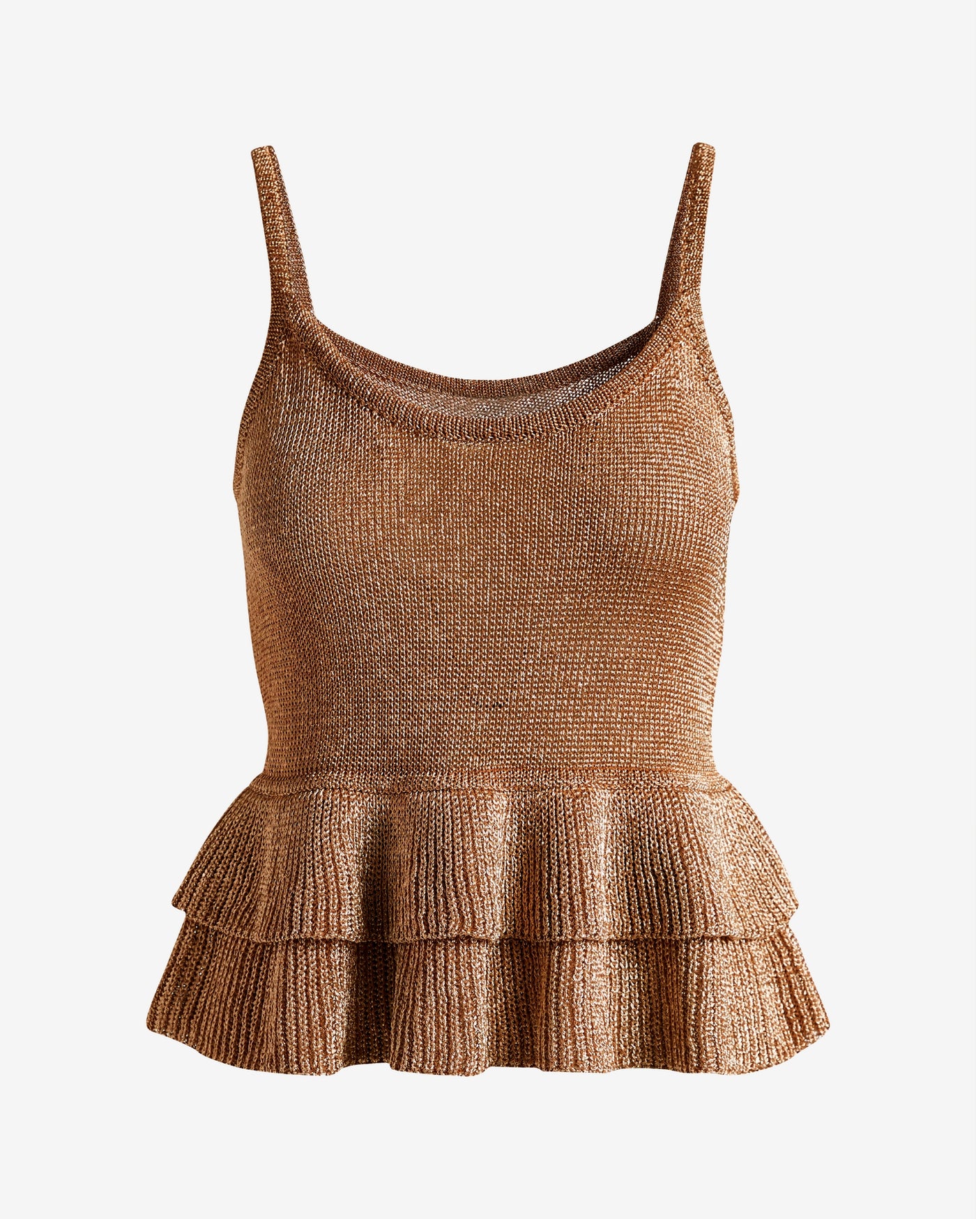 Metallic Peplum Sweater Tank Rose Gold