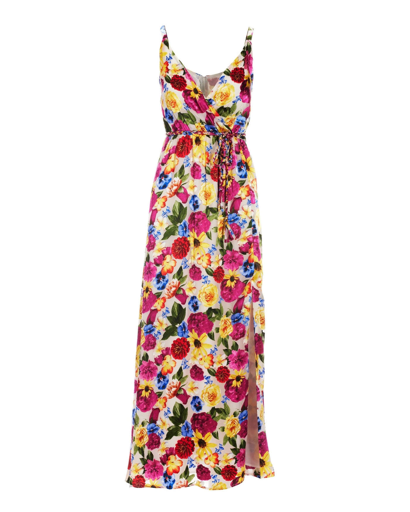 Surplice Burnout Sunflower Maxi Dress Multi