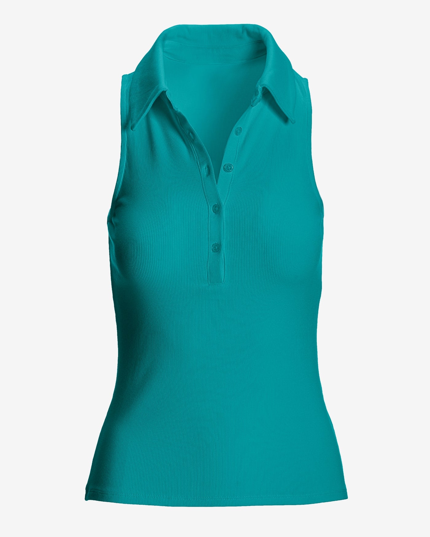 So Essential Ribbed Henley Collared Tank Tile Blue