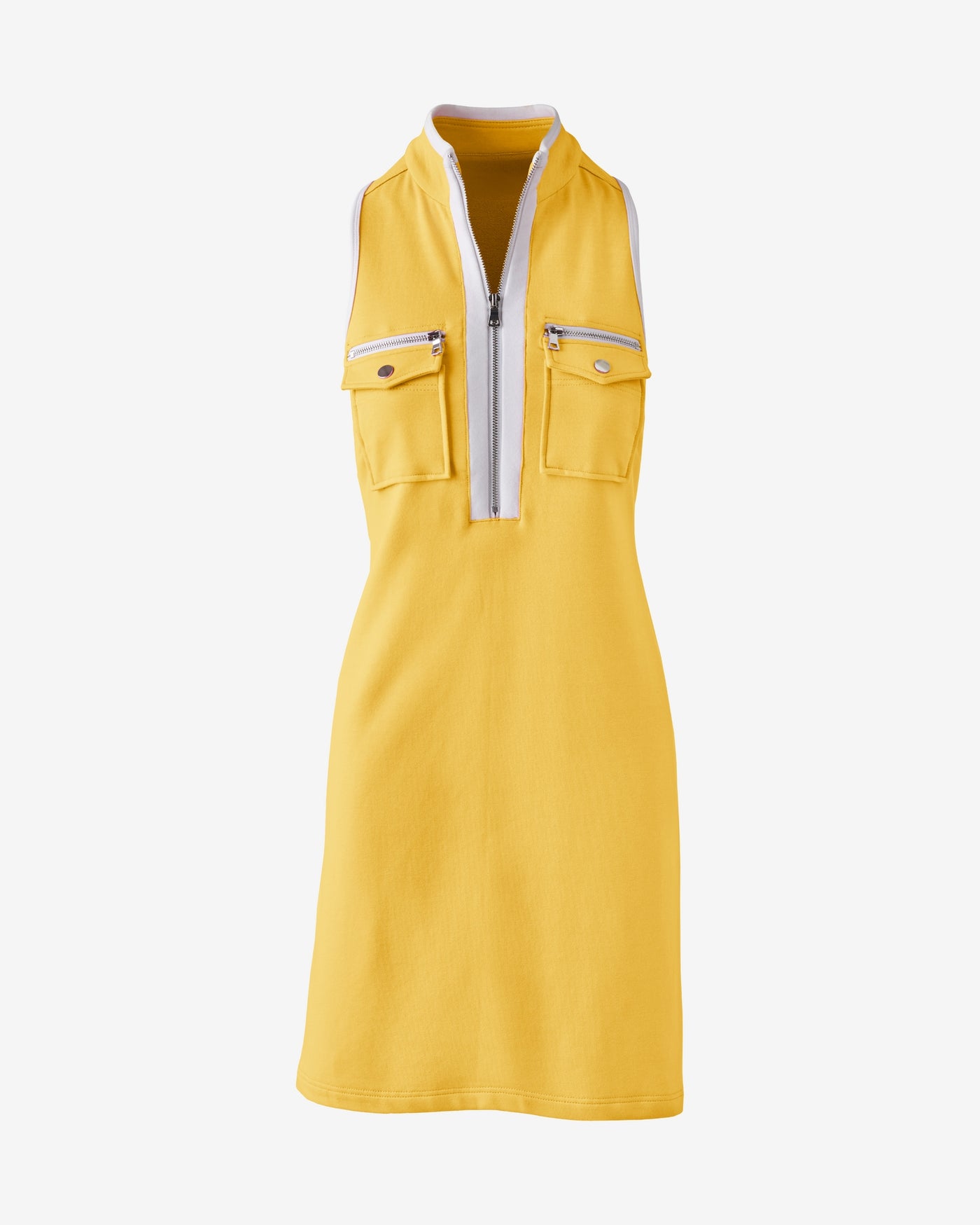 Sleeveless Chic Zip Dress Lemon Drop