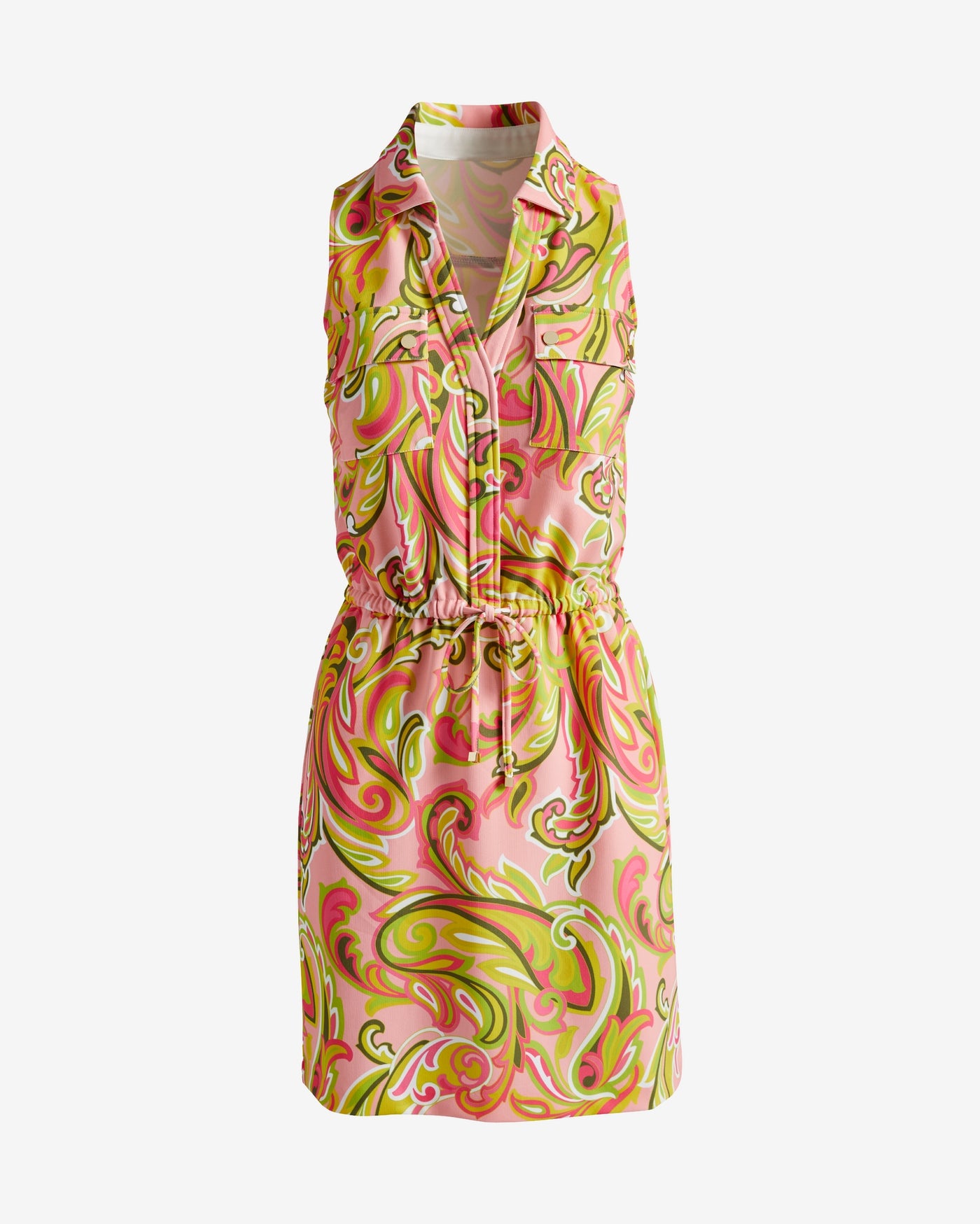 Beyond Travel Print Chic Drawstring Utility Dress Sunrise Paisley