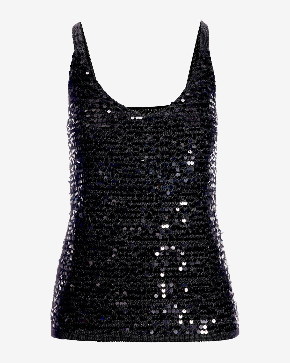 Sequin V-Neck Sweater Tank Black