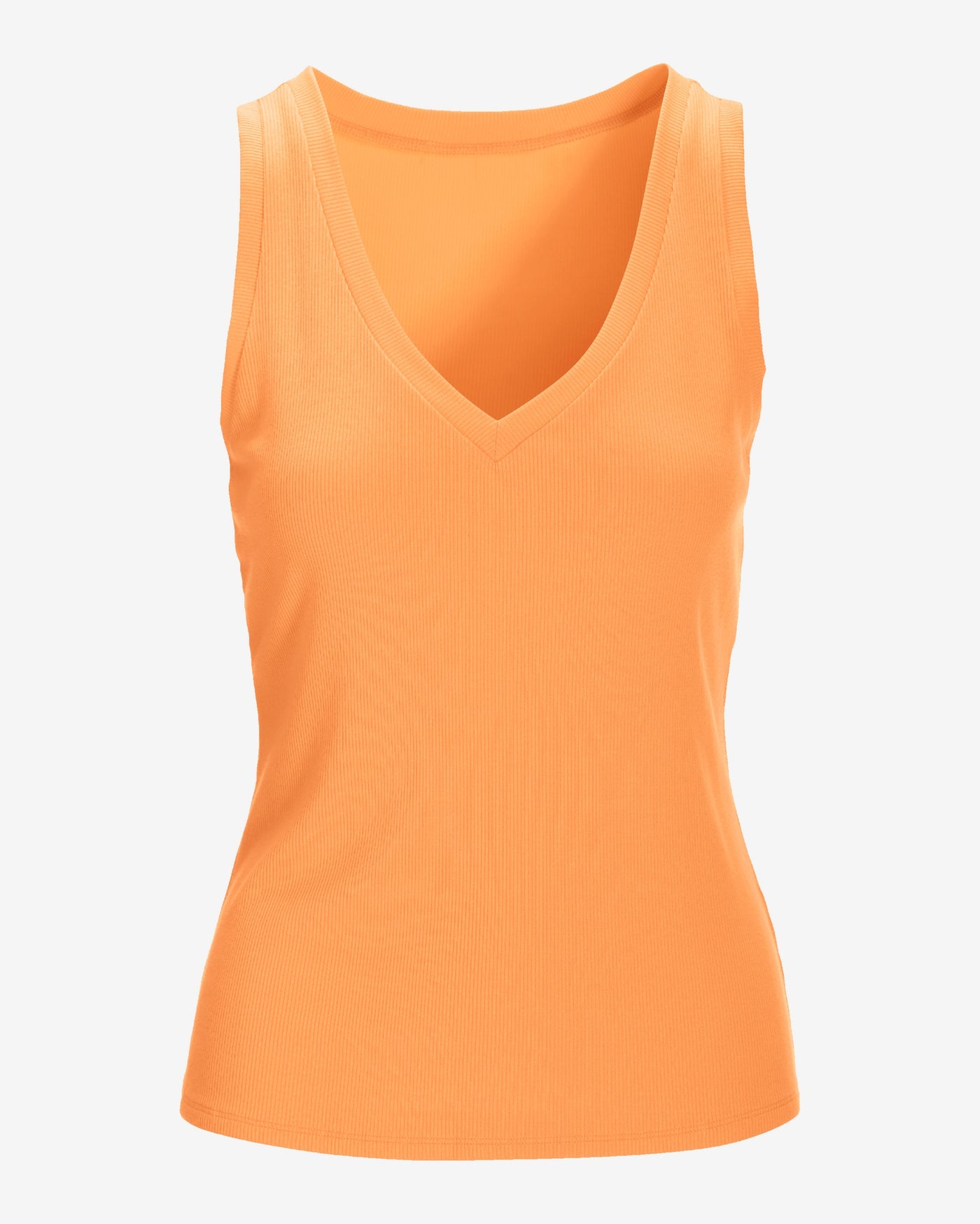 So Essential Ribbed V Neck Tank Mock Orange