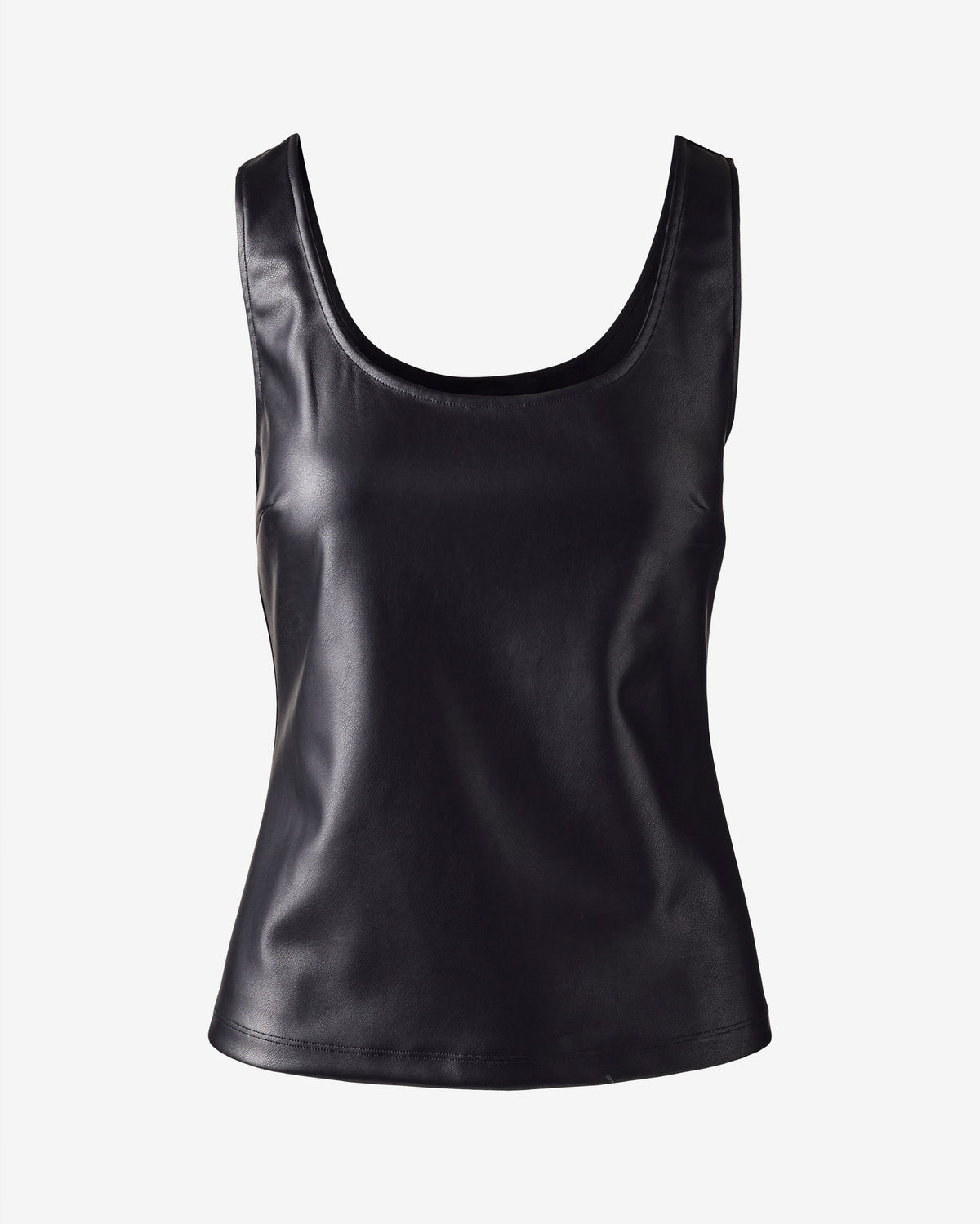Faux Leather Scoop Neck Tank Top Proper Black