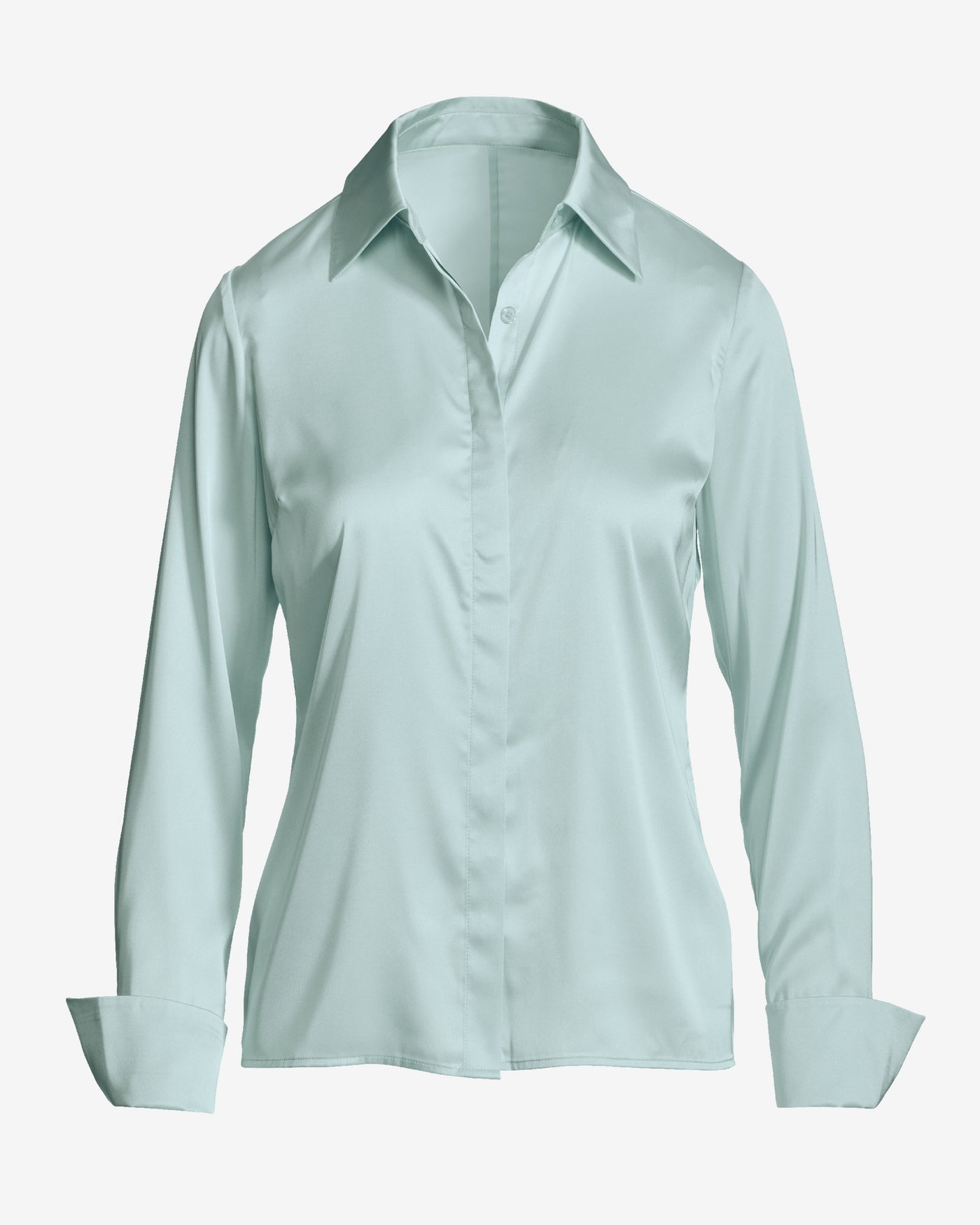 Sophia Button-Up Charmeuse Blouse Pale Mint