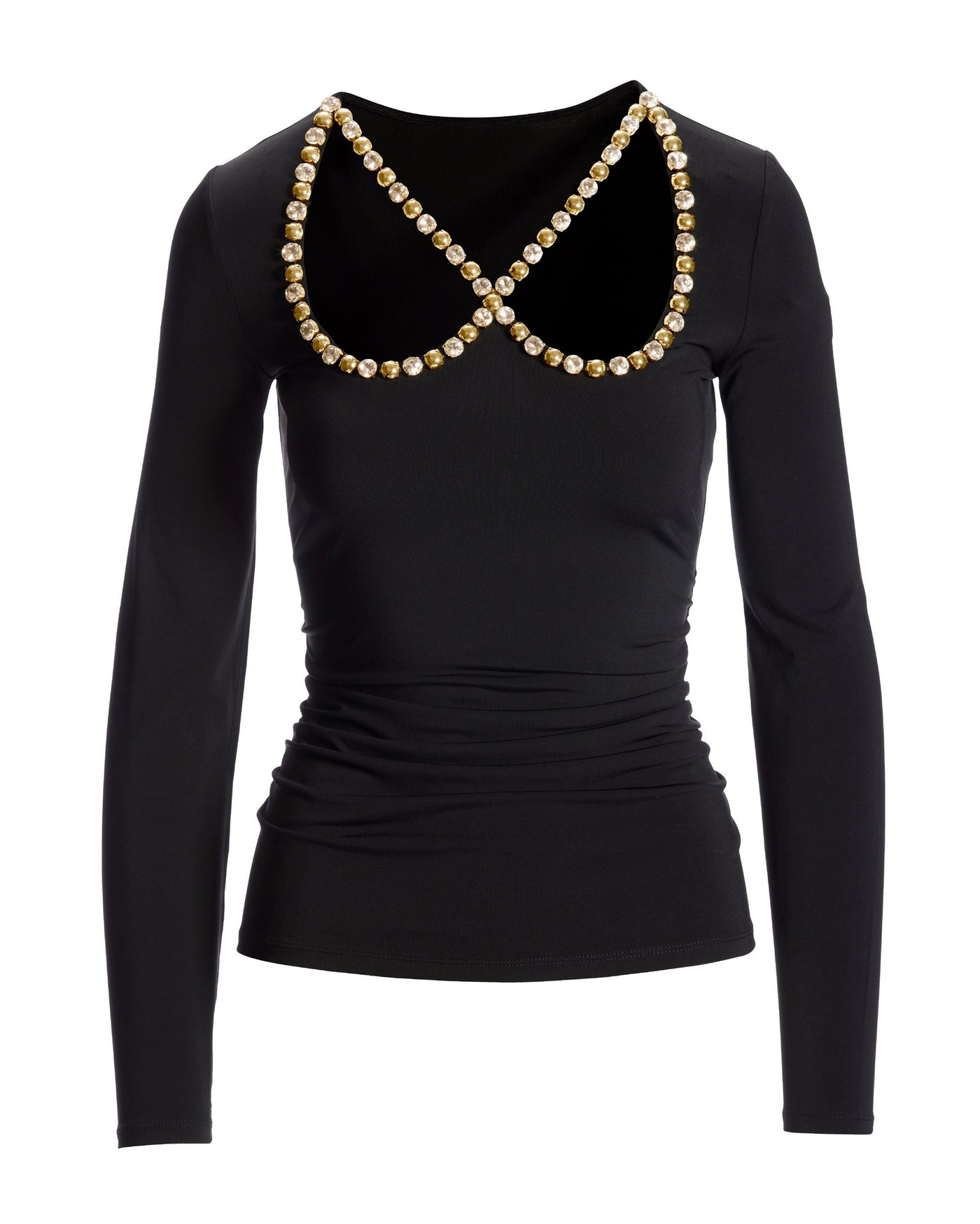 So Chic Embellished Cut Out Knit Top Black