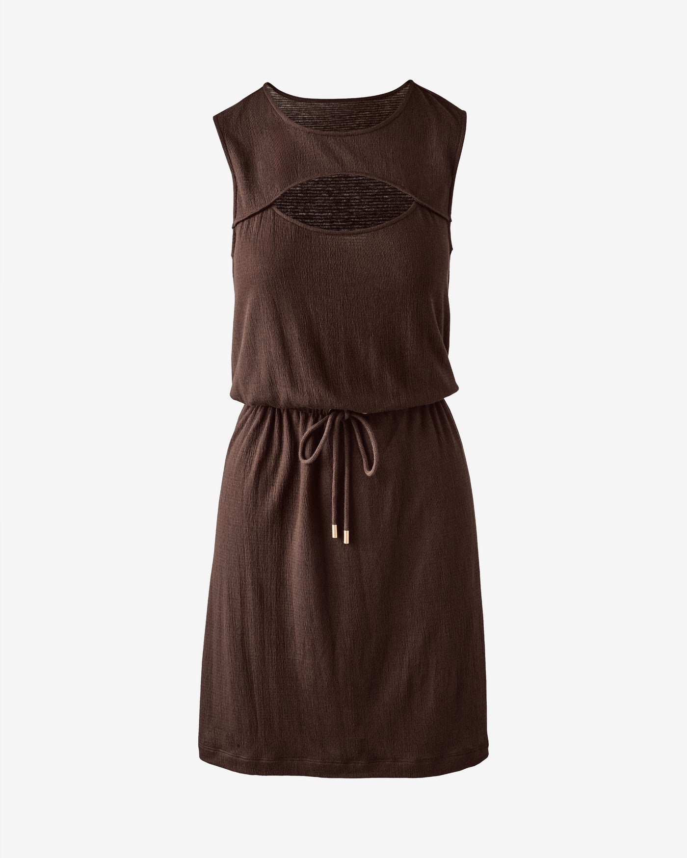 Textured Knit Cut Out Dress Safari Brown