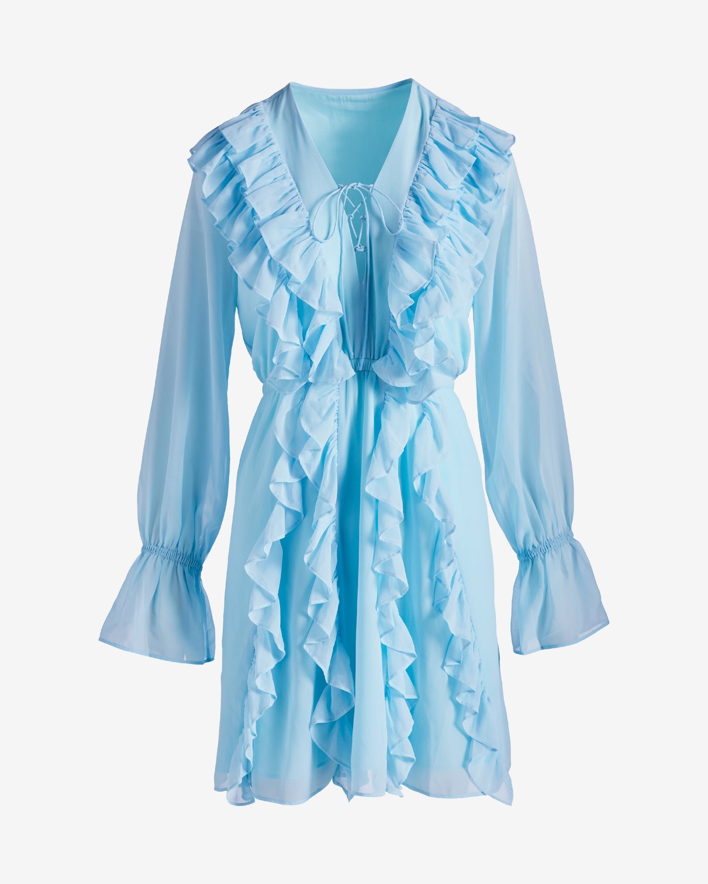 Ruffle Lace-Up Dress Corydalis Blue