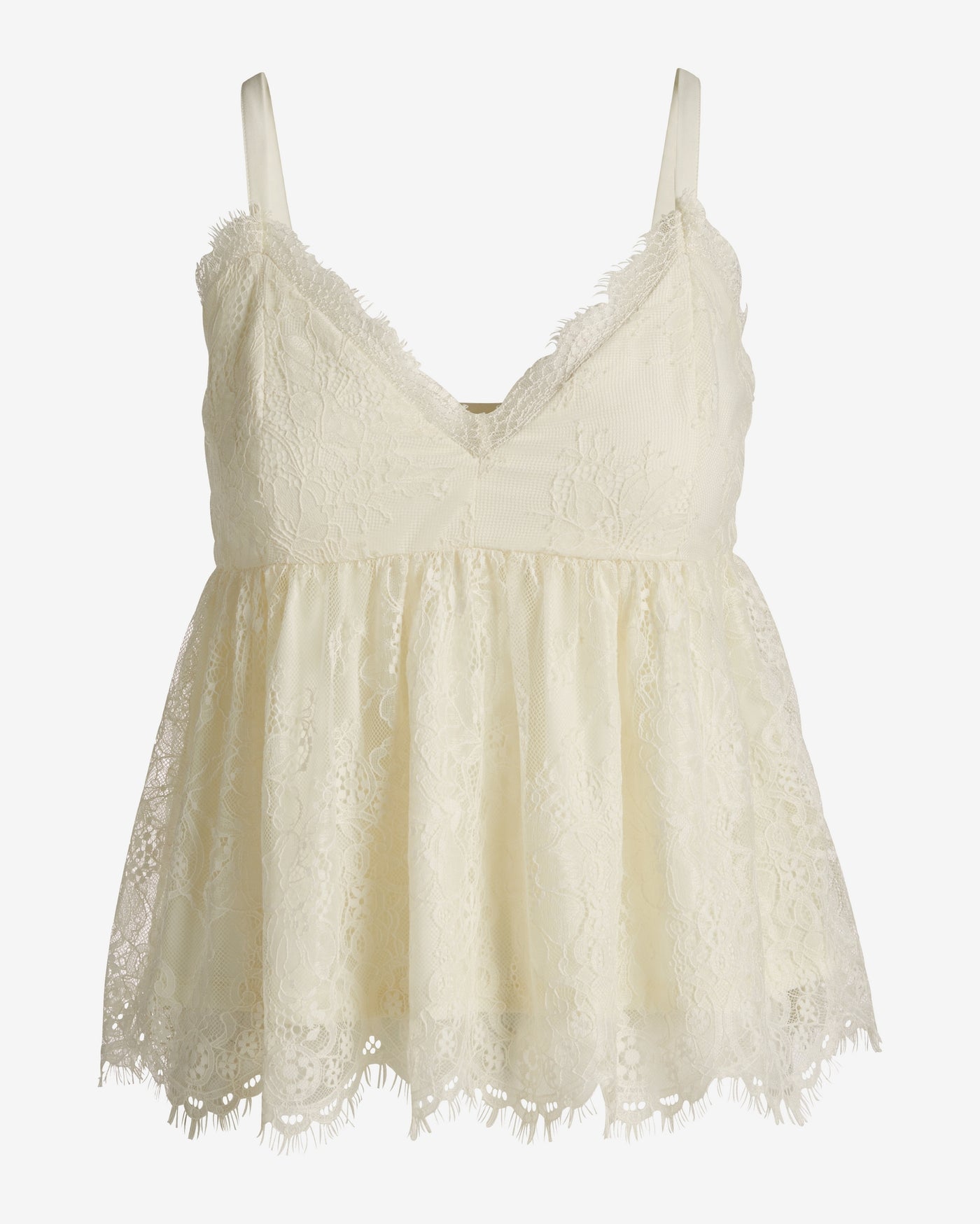Scalloped Lace Peplum Top Antique White