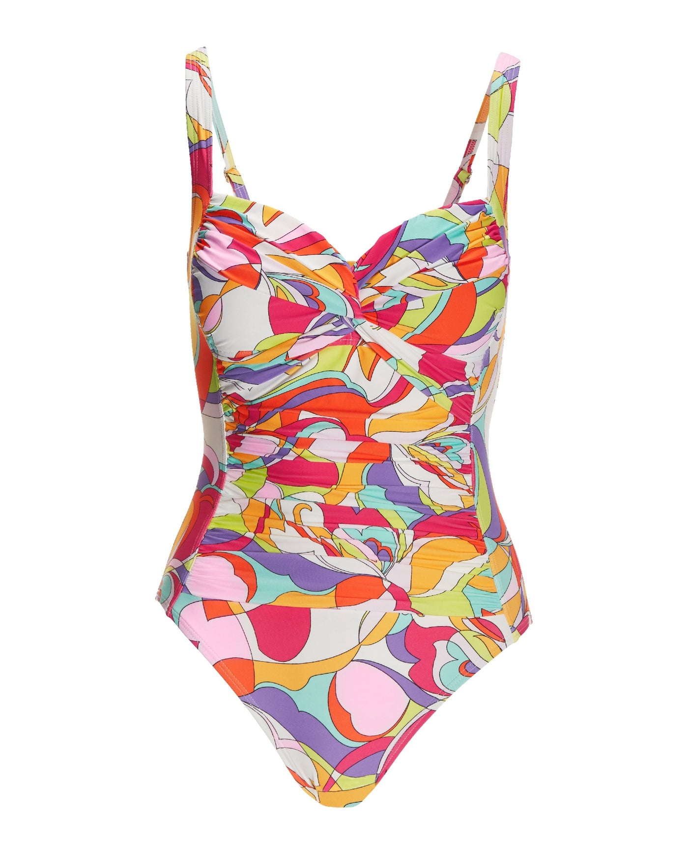 SWIM SENSE SUNSET WAVES PRINTED TWIST FRONT ONE PIECE SWIMSUIT Multi