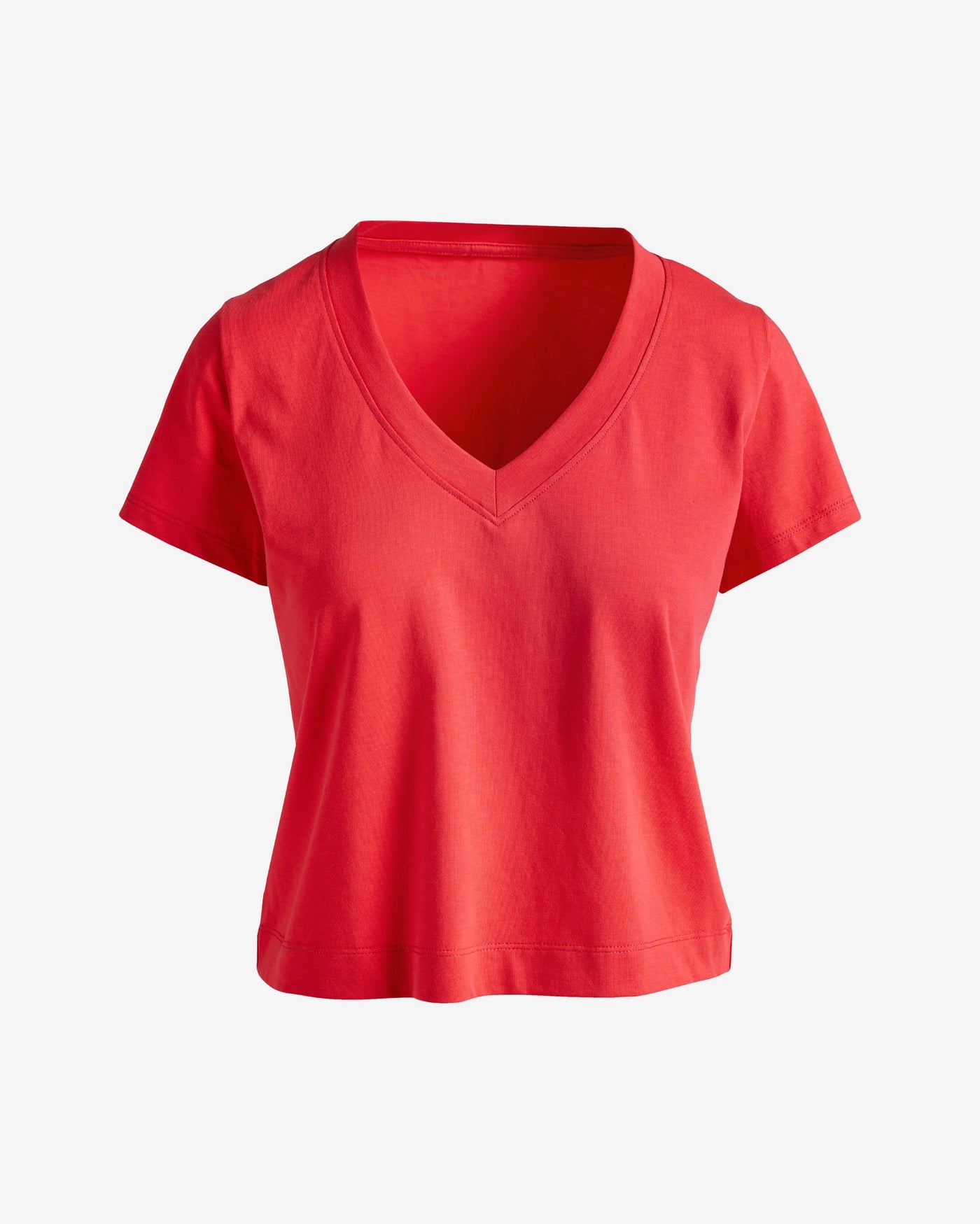 Cotton V Neck Short Sleeve Tee Hibiscus