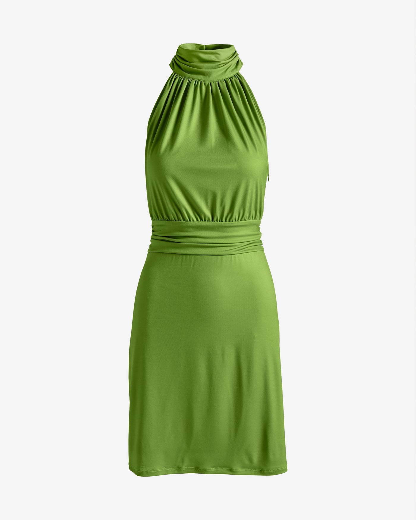 High Neck Blouson Dress Peridot Green