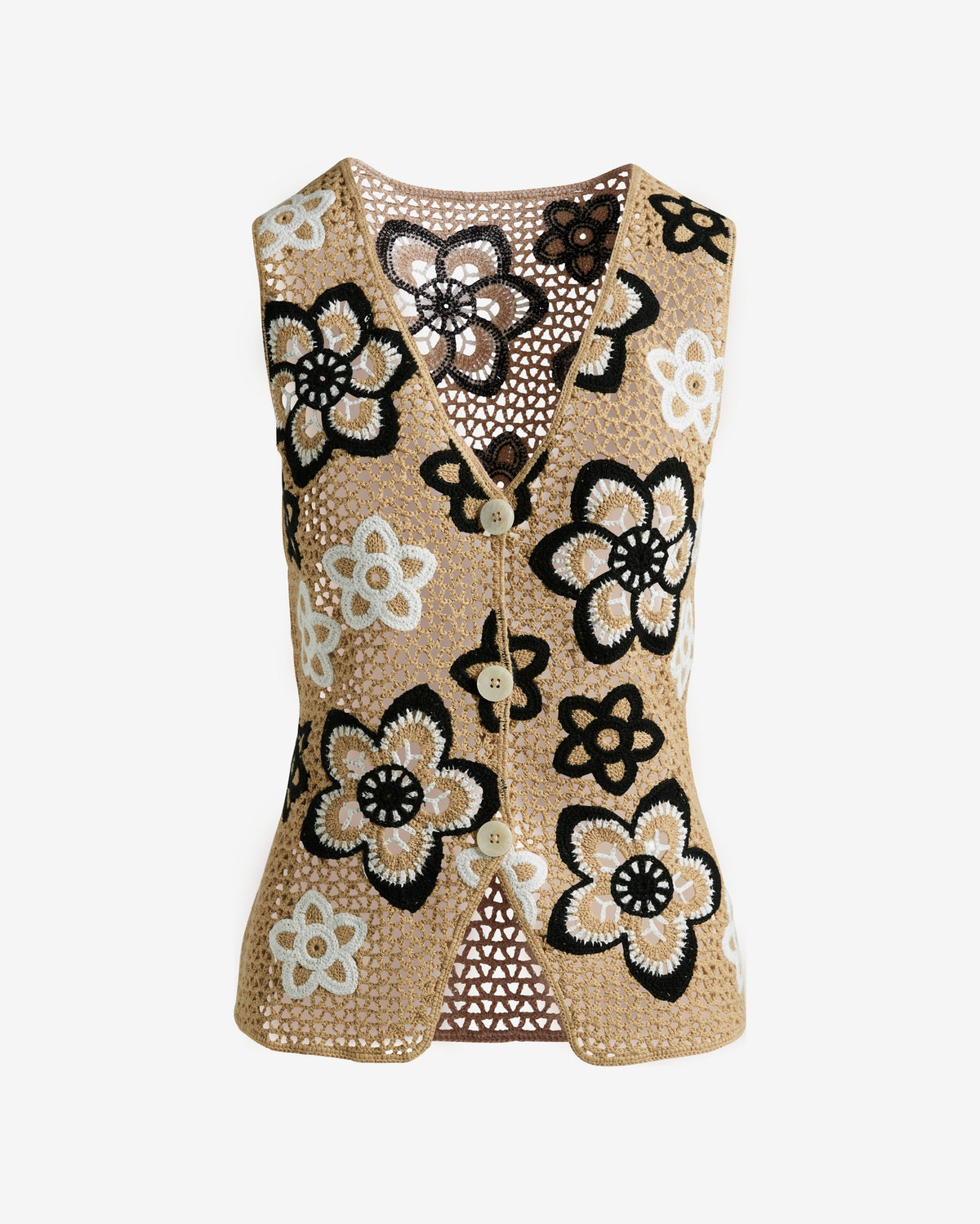 Crochet Sweater Vest Black/Natural