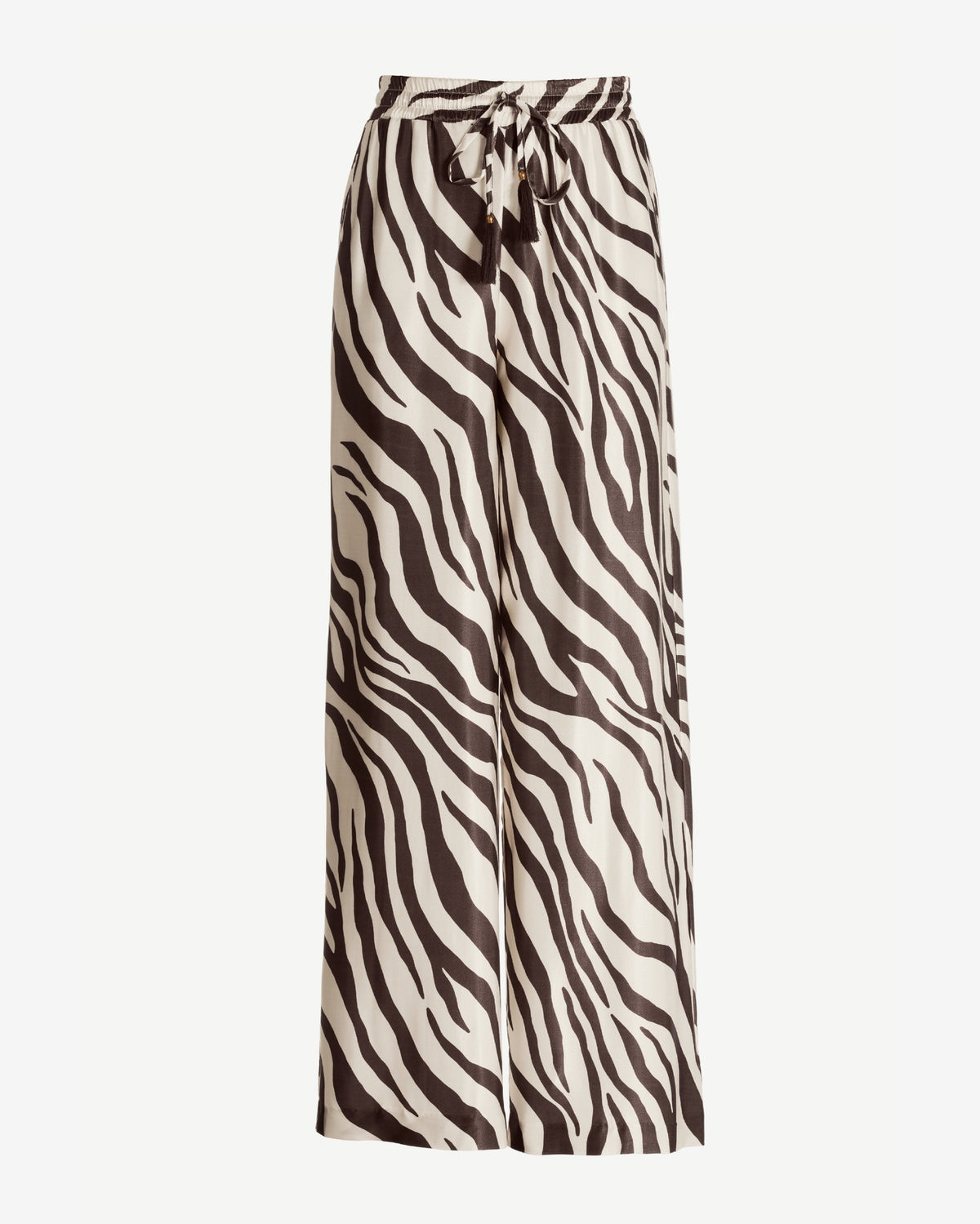 Malibu Chocolate Zebra Drawstring Wide Leg Pant Brown/Off White