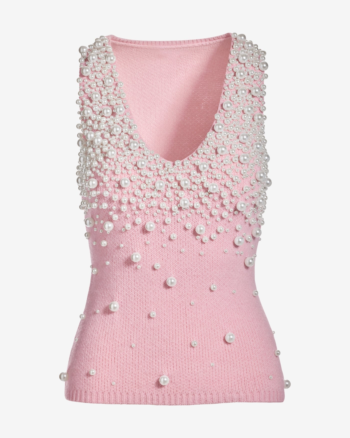 Pearl Embellished Sweater Tank Soft Pink