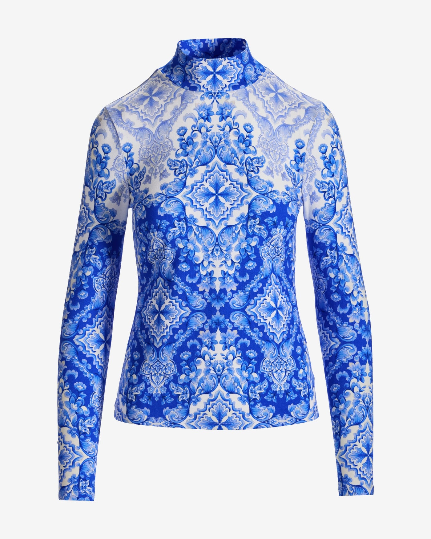 Long Sleeve Printed Turtleneck Top Fashion Fair Isle