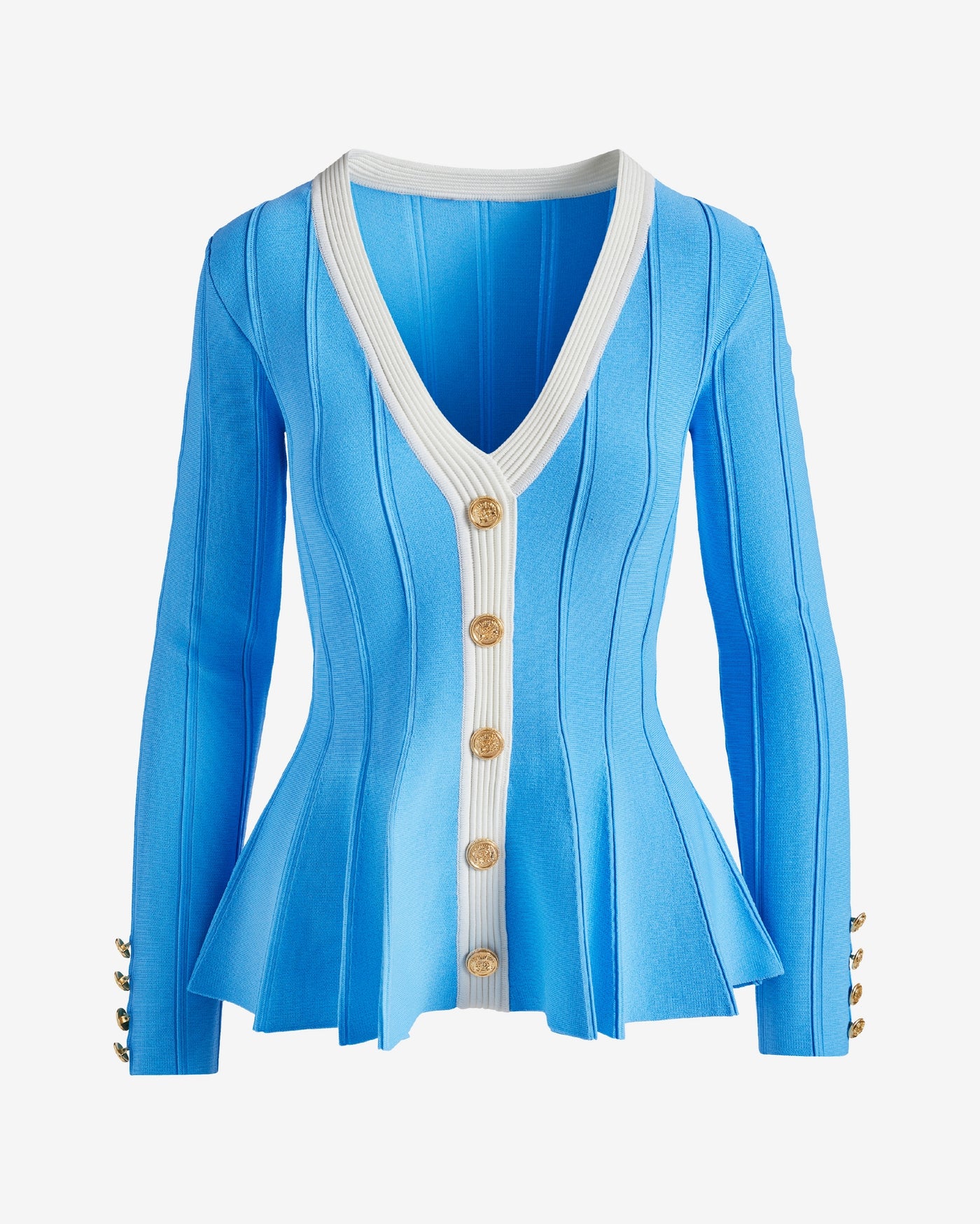 Colorblock Peplum Pullover Sweater Ethereal Blue