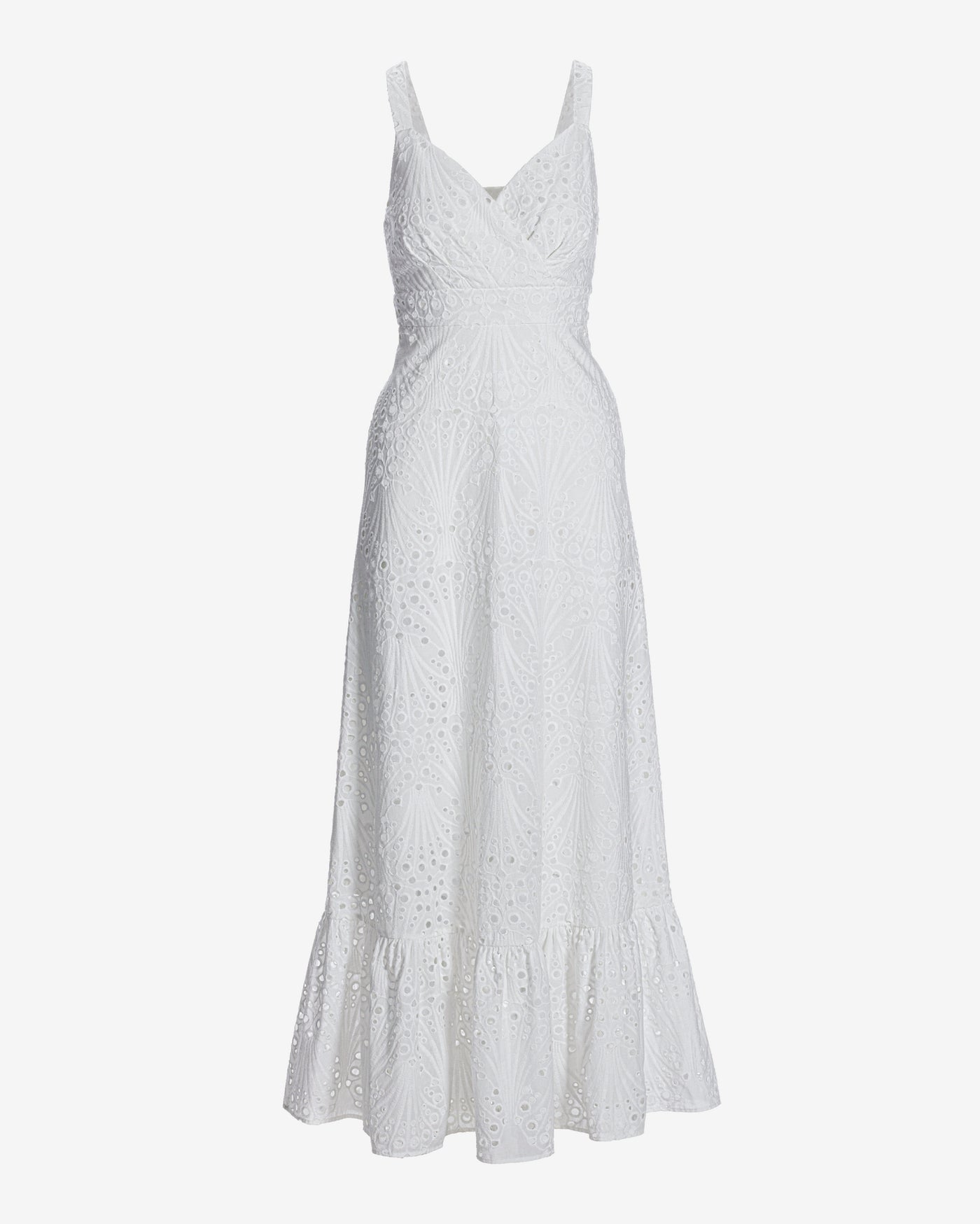 Eyelet Surplice Ankle Length Dress White