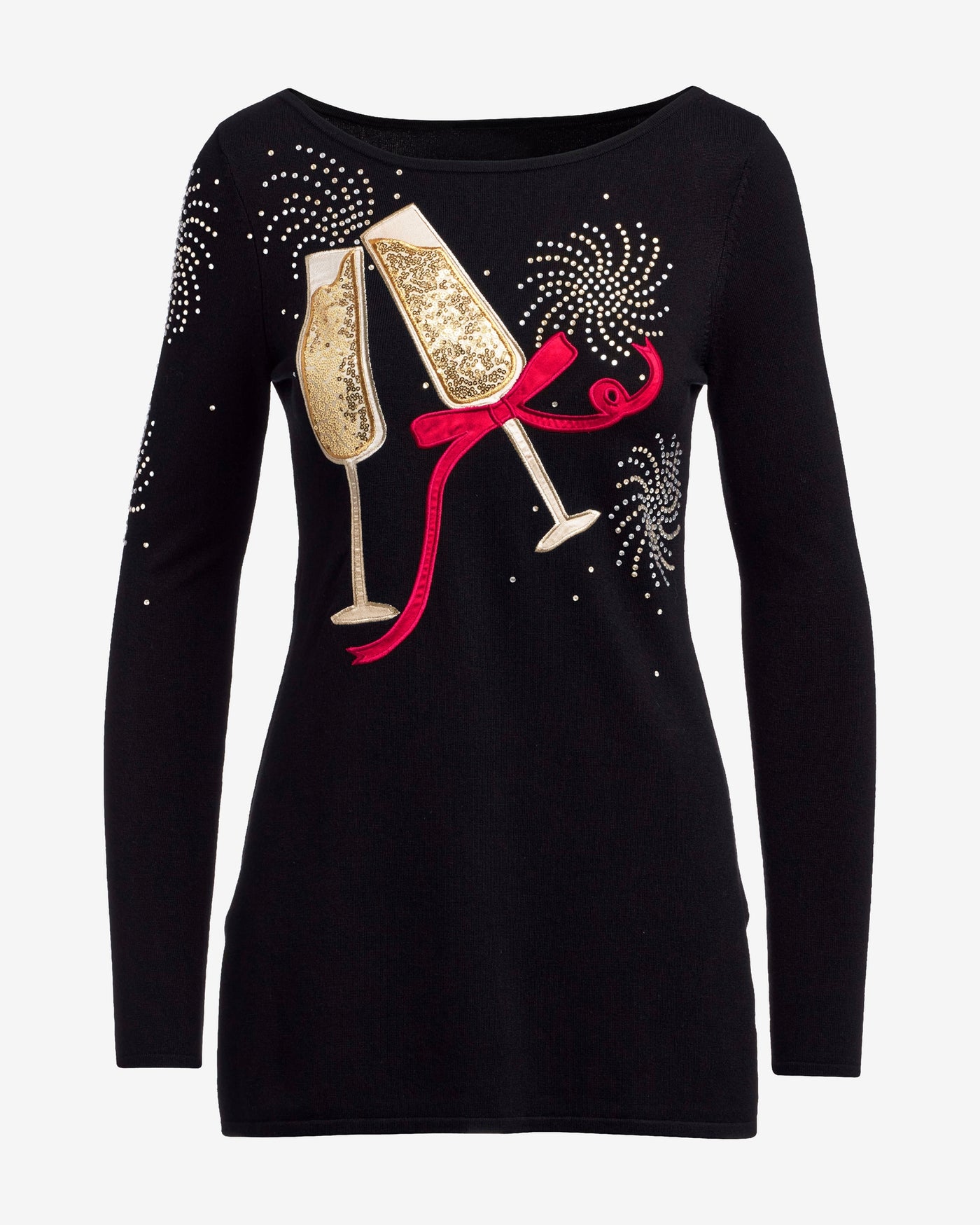 Champagne Glass Sweater Black Multi