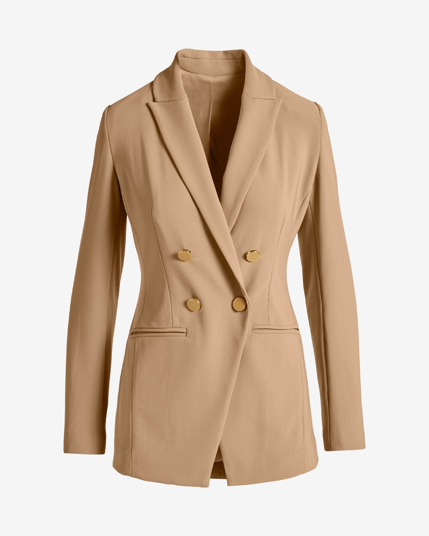 Beyond Travel Double Breasted Boyfriend Blazer Natural