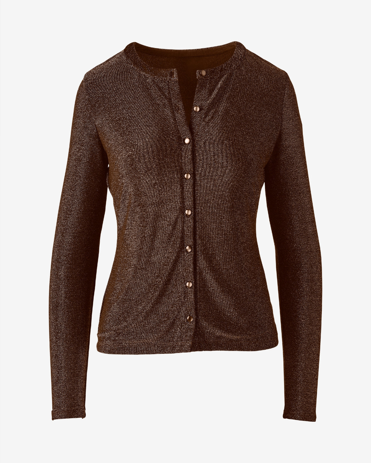 Shimmer Button Up Top Bronze Metallic