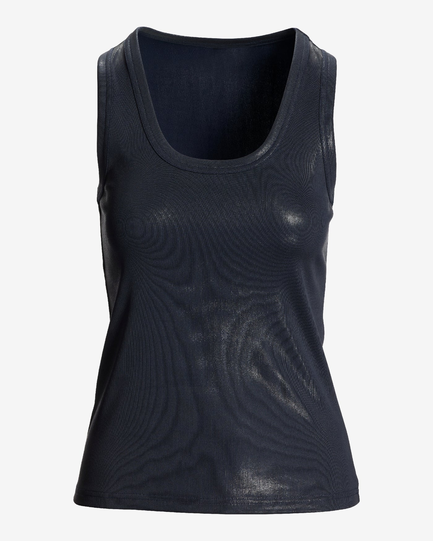 Metallic Scoop Neck Tank Top Navy