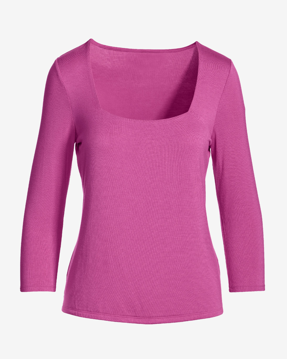 So Effortless Square Neck Three Quarter Sleeve Top Phlox Pink