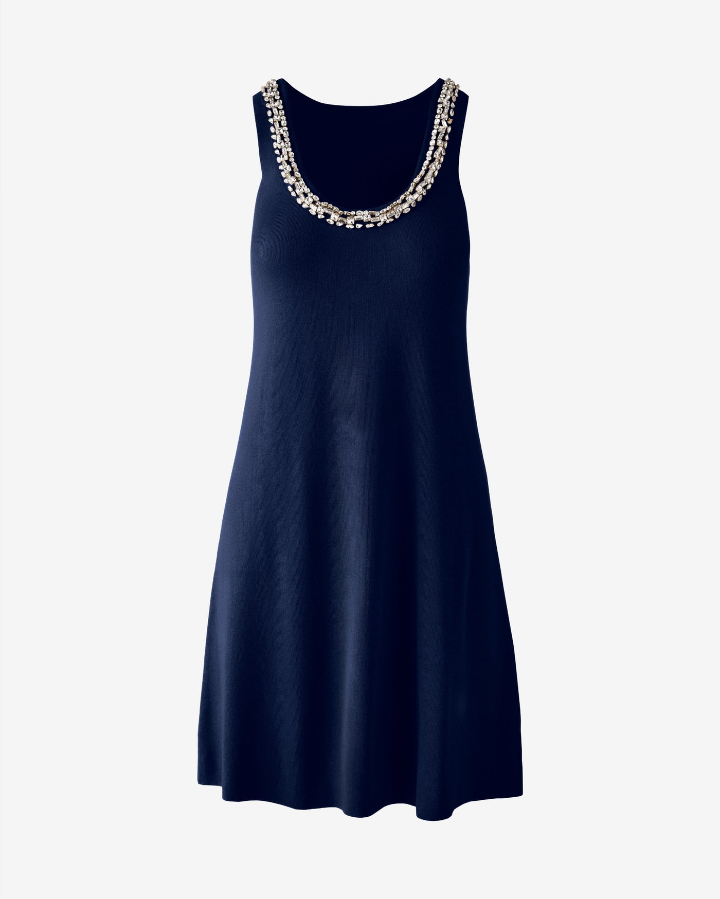 Jewel Neck Sweater Dress Navy