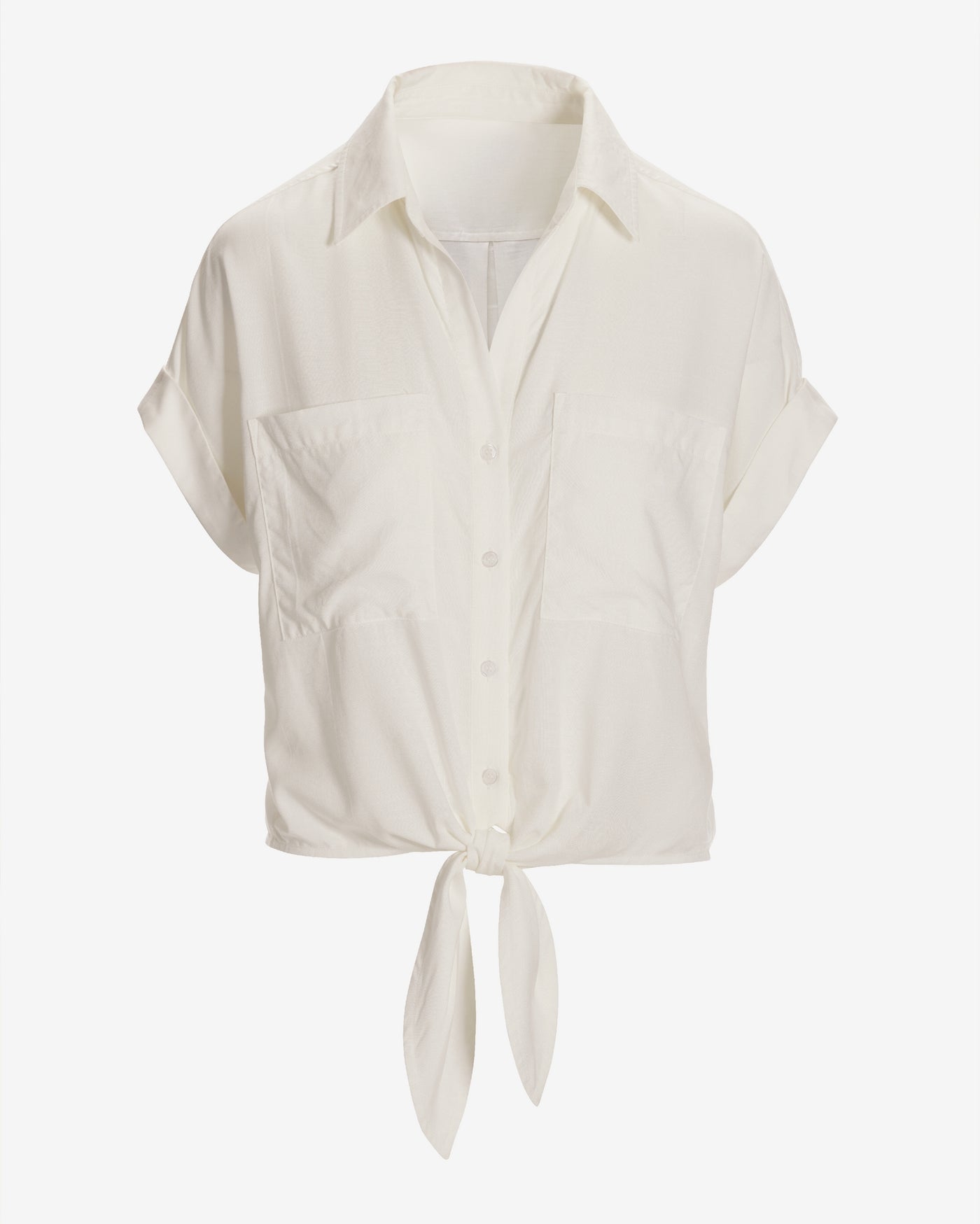 Versatile Short Sleeve Camp Shirt Off White