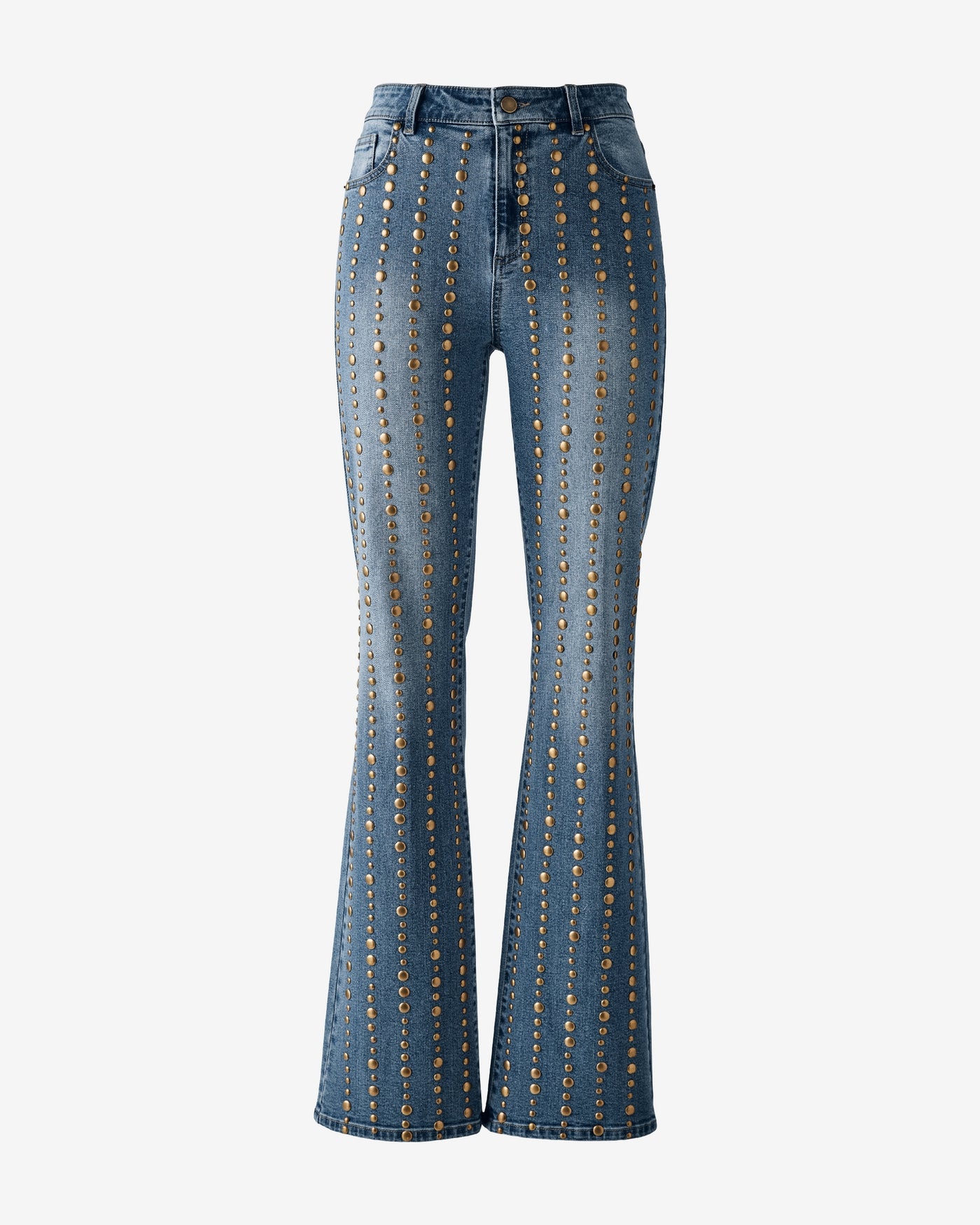 Antique Brass Studded Jean Denim/Medium Wash