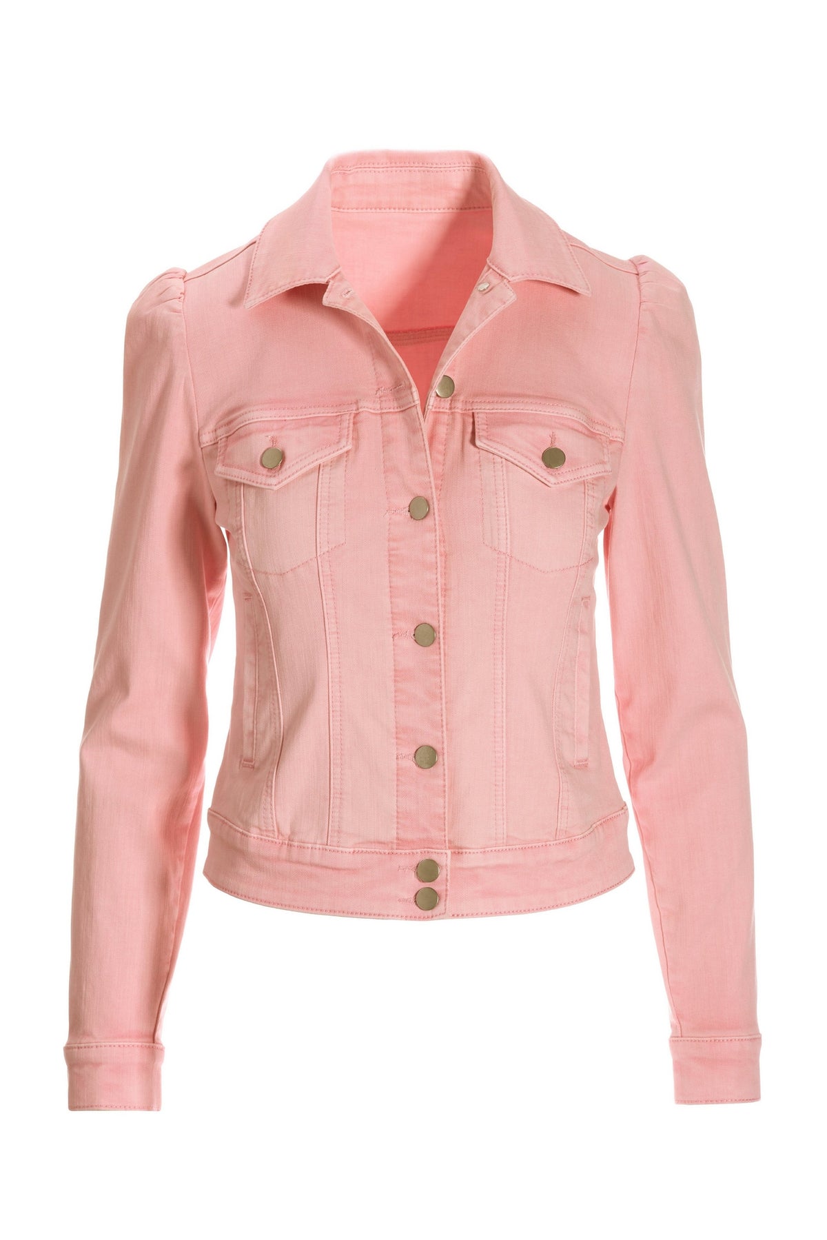 Denim Puff-Sleeve Jacket Pink
