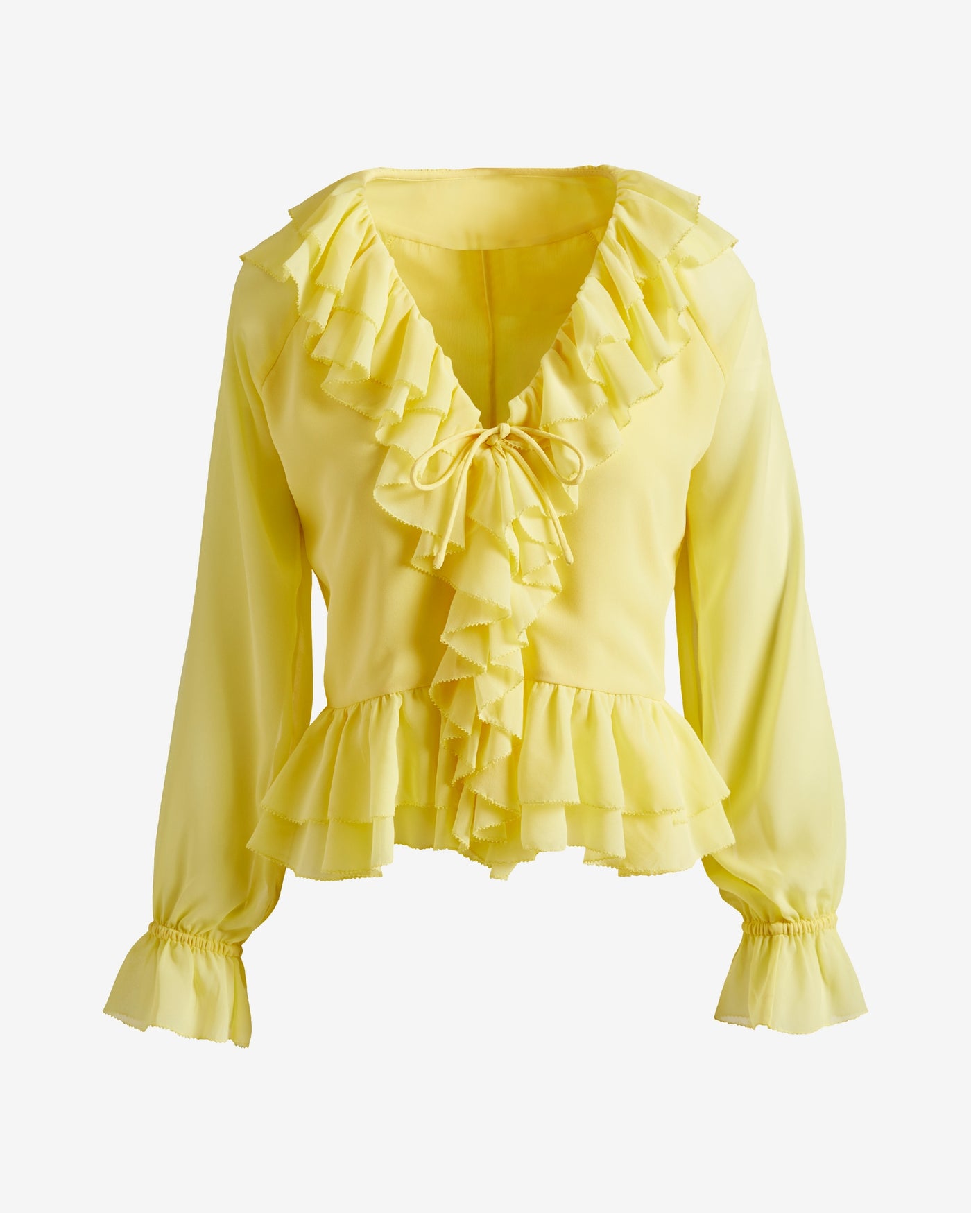 Ruffle Peplum Blouse Pale Banana