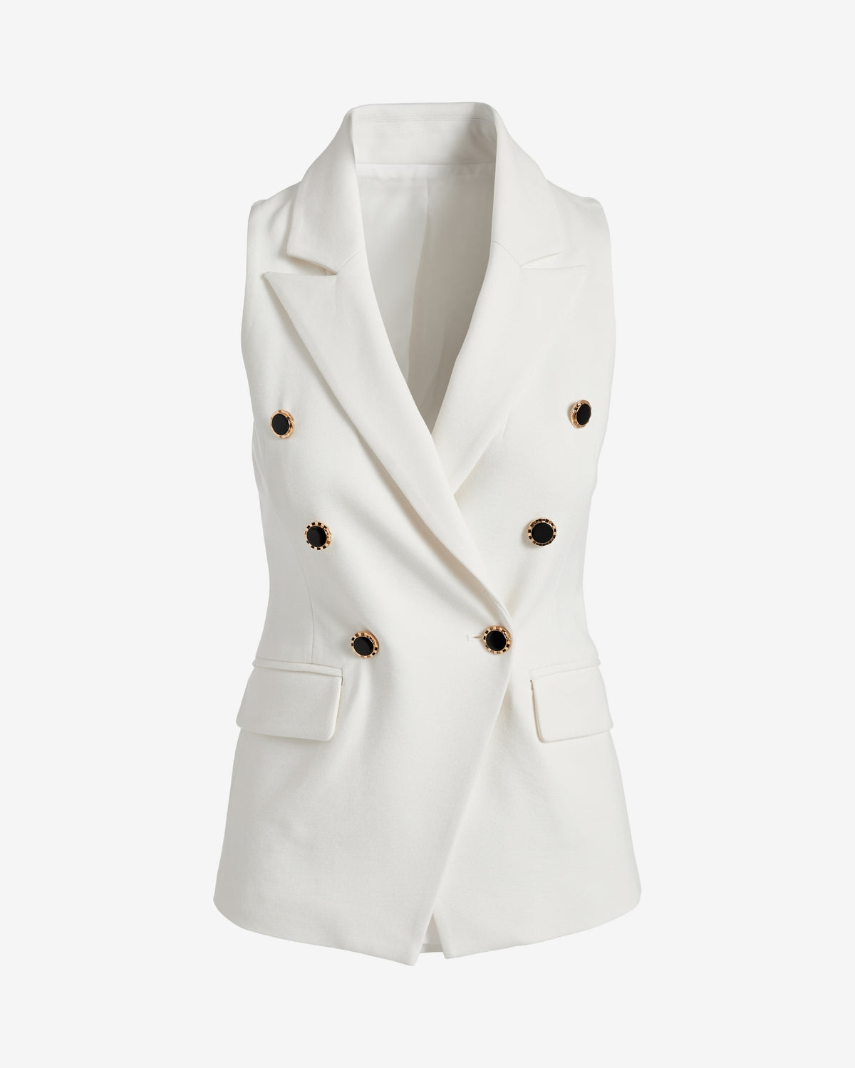 Ultimate Ponte Novelty Button Vest Off White