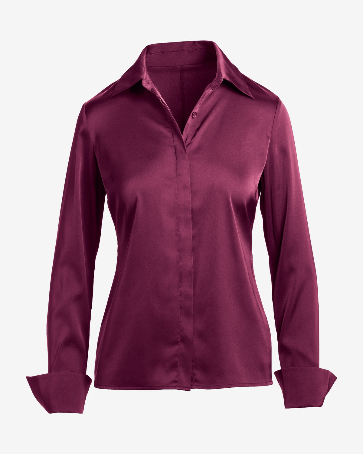 Sophia Button-Up Charmeuse Blouse Black Cherry